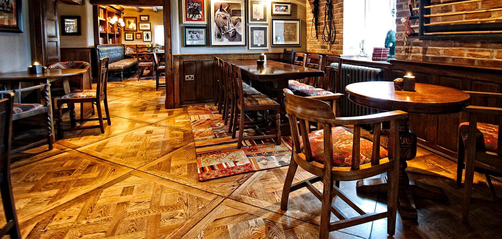 Woodworks by Ted Todd Parquet de Versailles flooring | Fishpool Inn, Cheshire