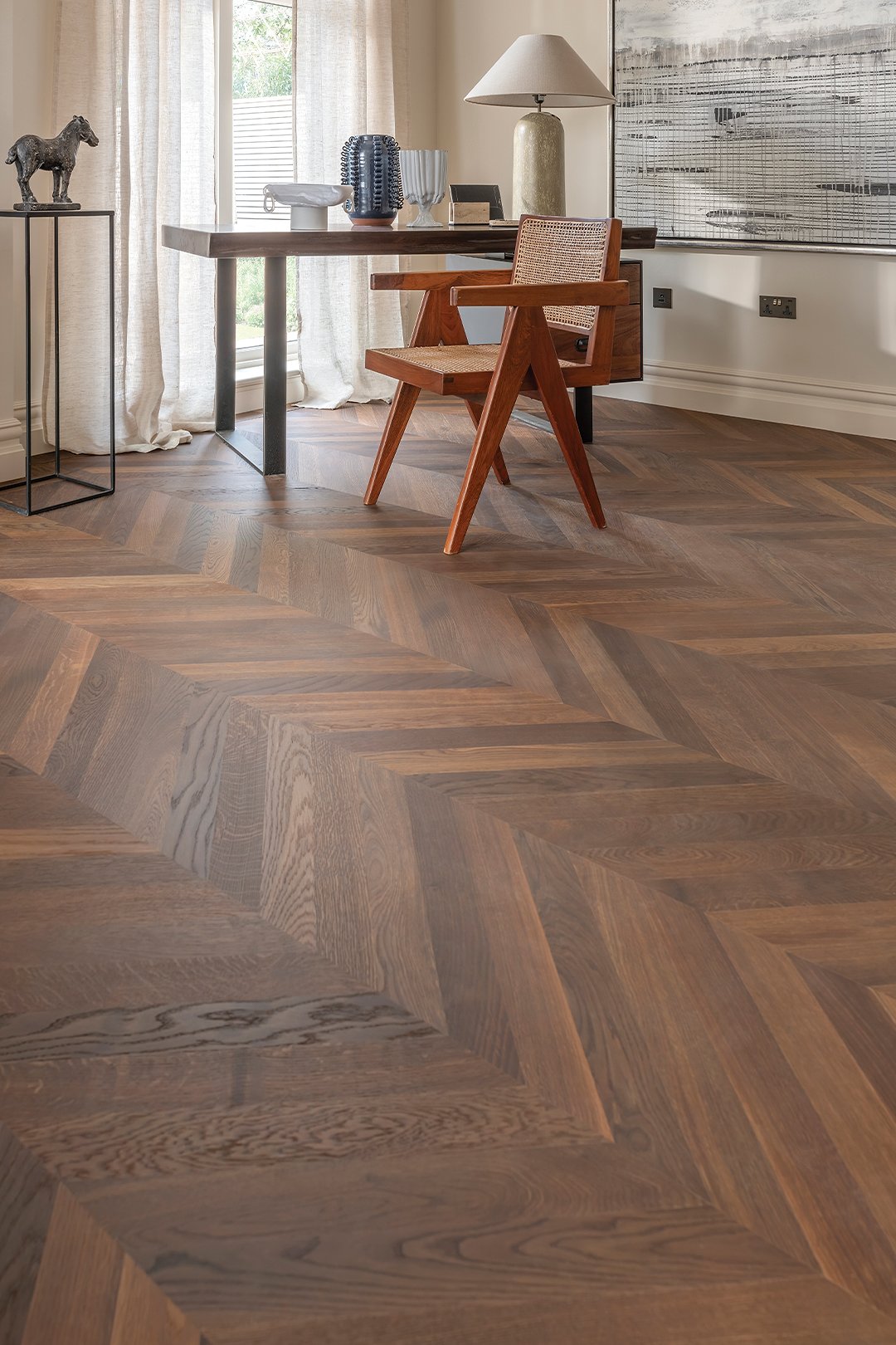 Wood flooring in a bright home interior