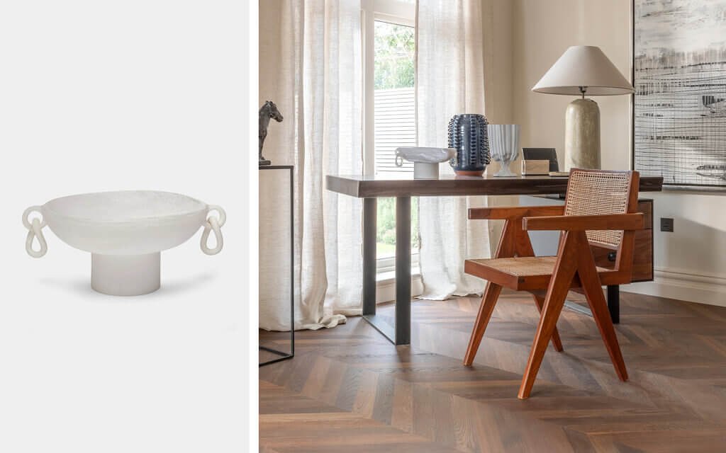 White Alamo Resin Vase by Revolution of Forms - ABASK UK | Bloomfield Chevron, Residence Collection