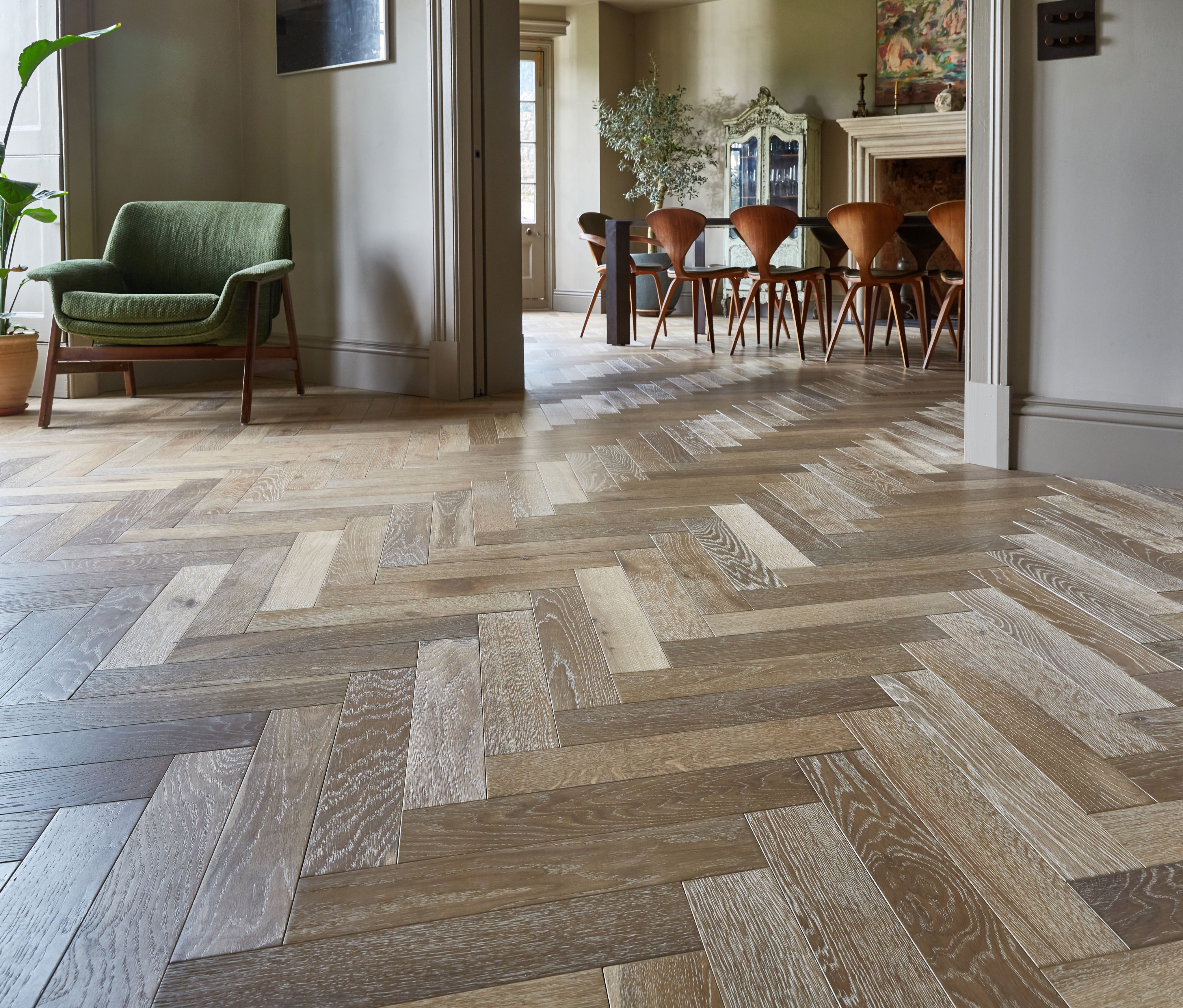 Herringbone wood flooring