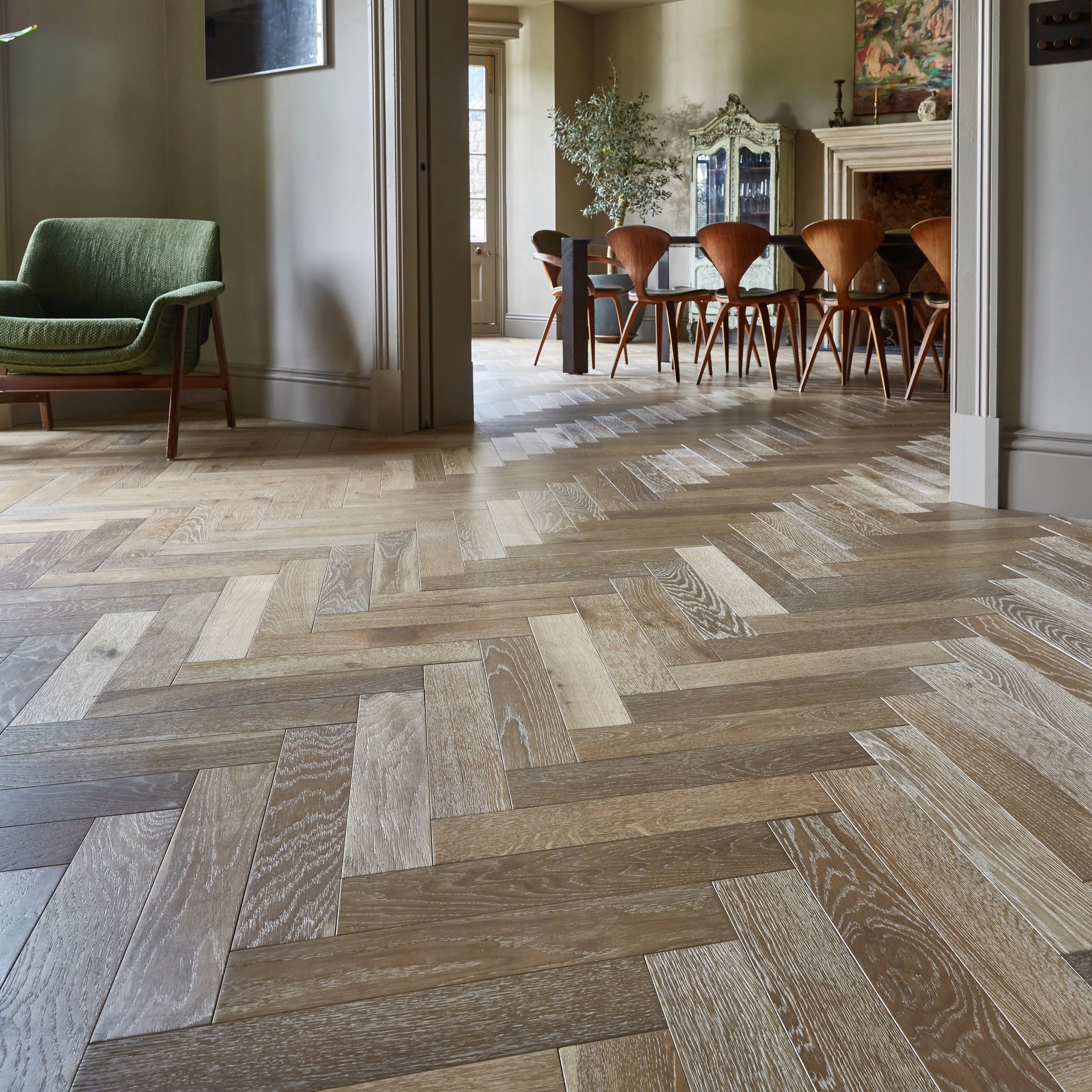 Herringbone wood flooring