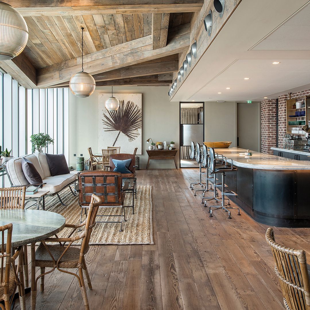 Workspace featured wood floor