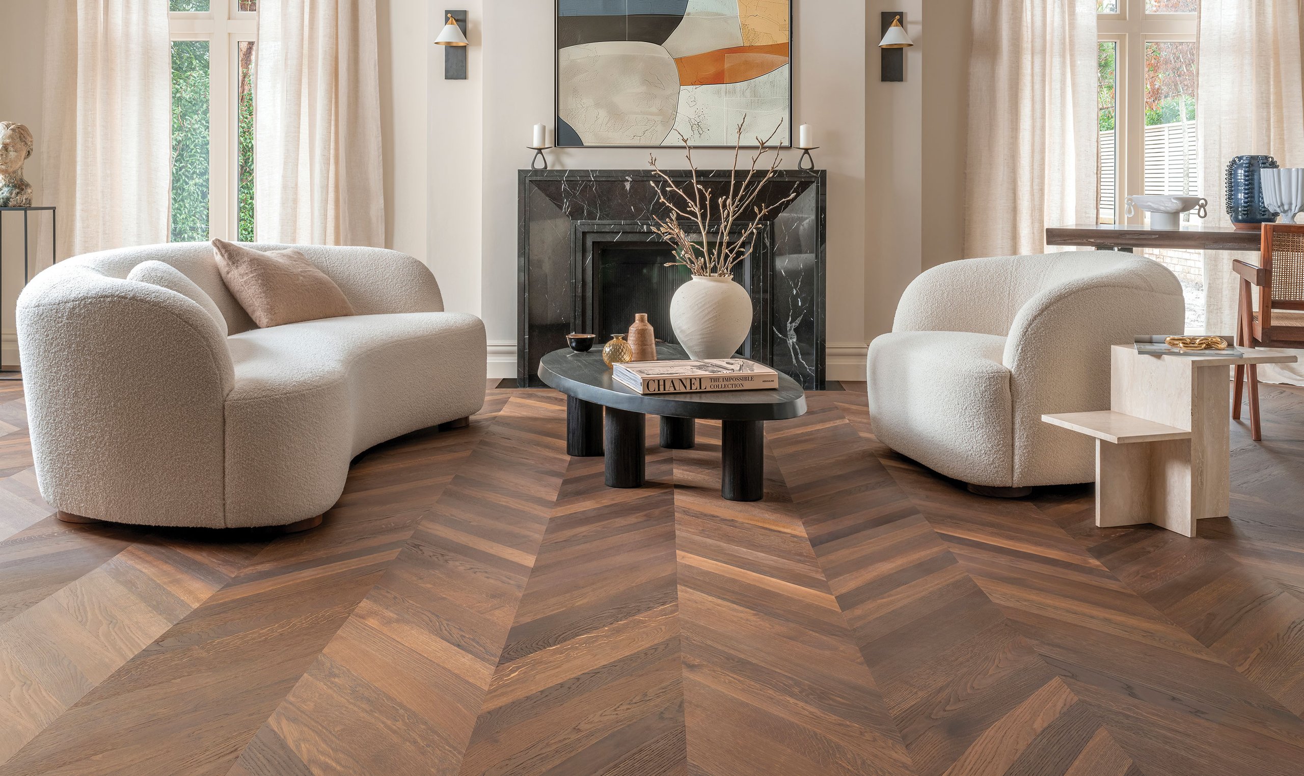 Chevron wood flooring