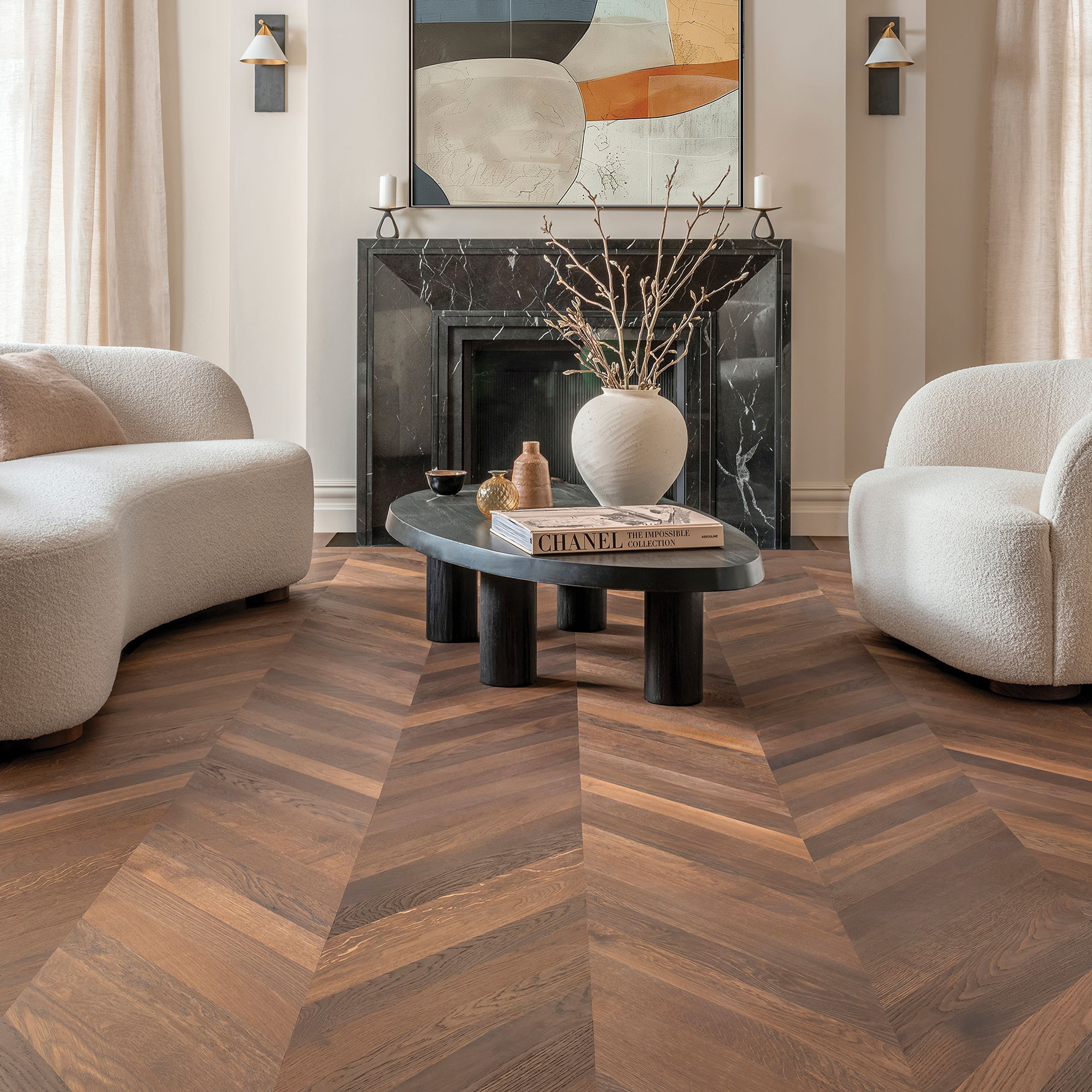 Chevron wood flooring