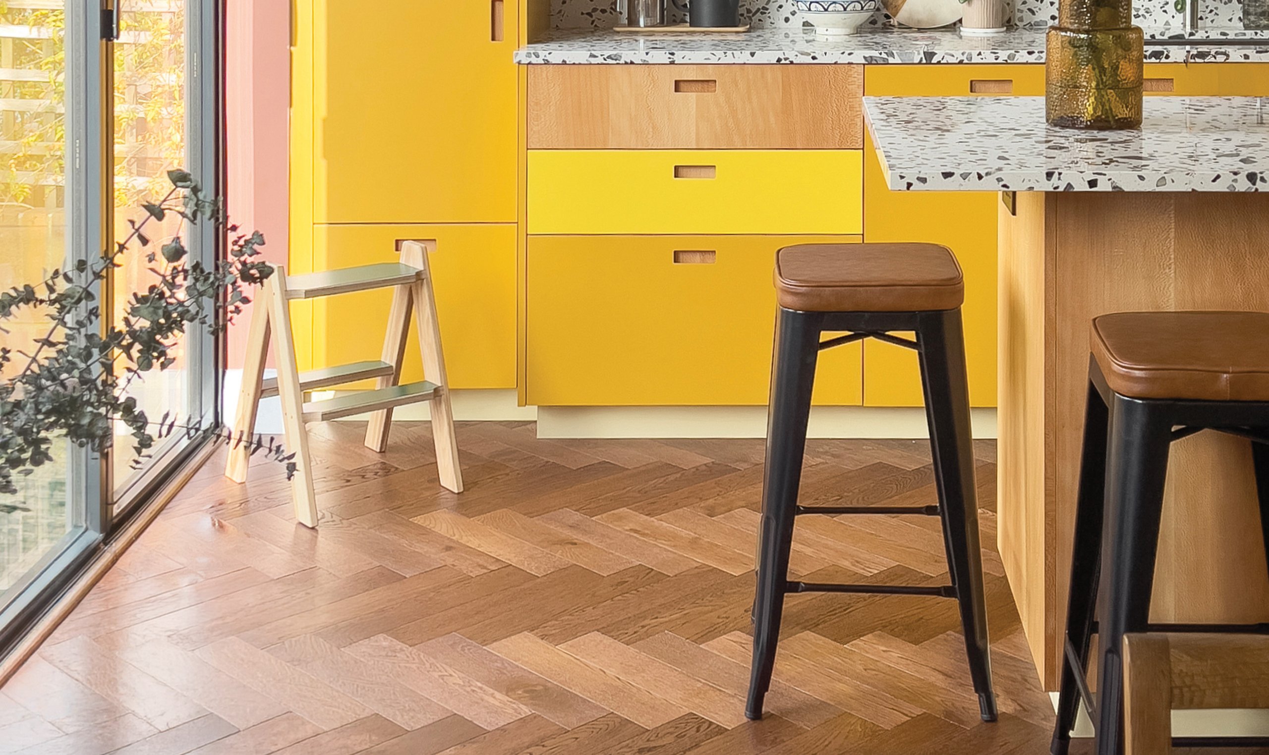 Caramel Narrow Herringbone in a room setting