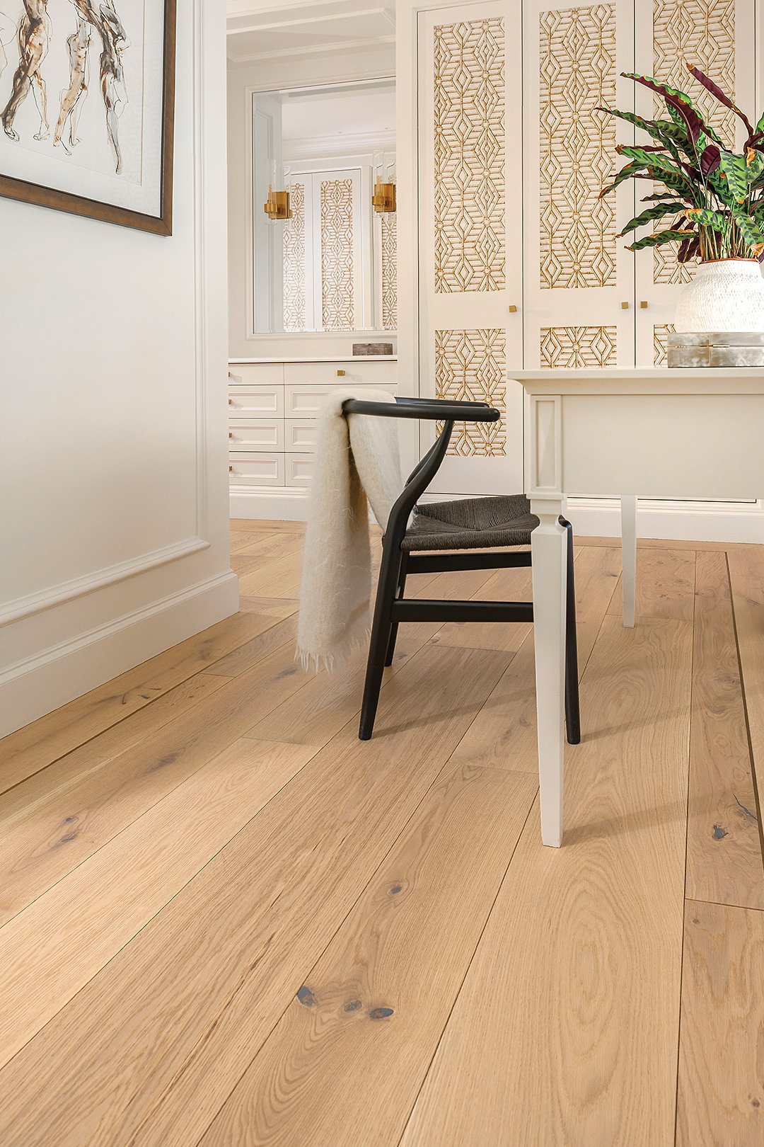Wood flooring in a bright home interior