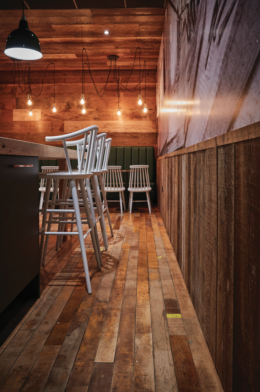 Ted Todd Head Office Wood floor and cladding in kitchen
