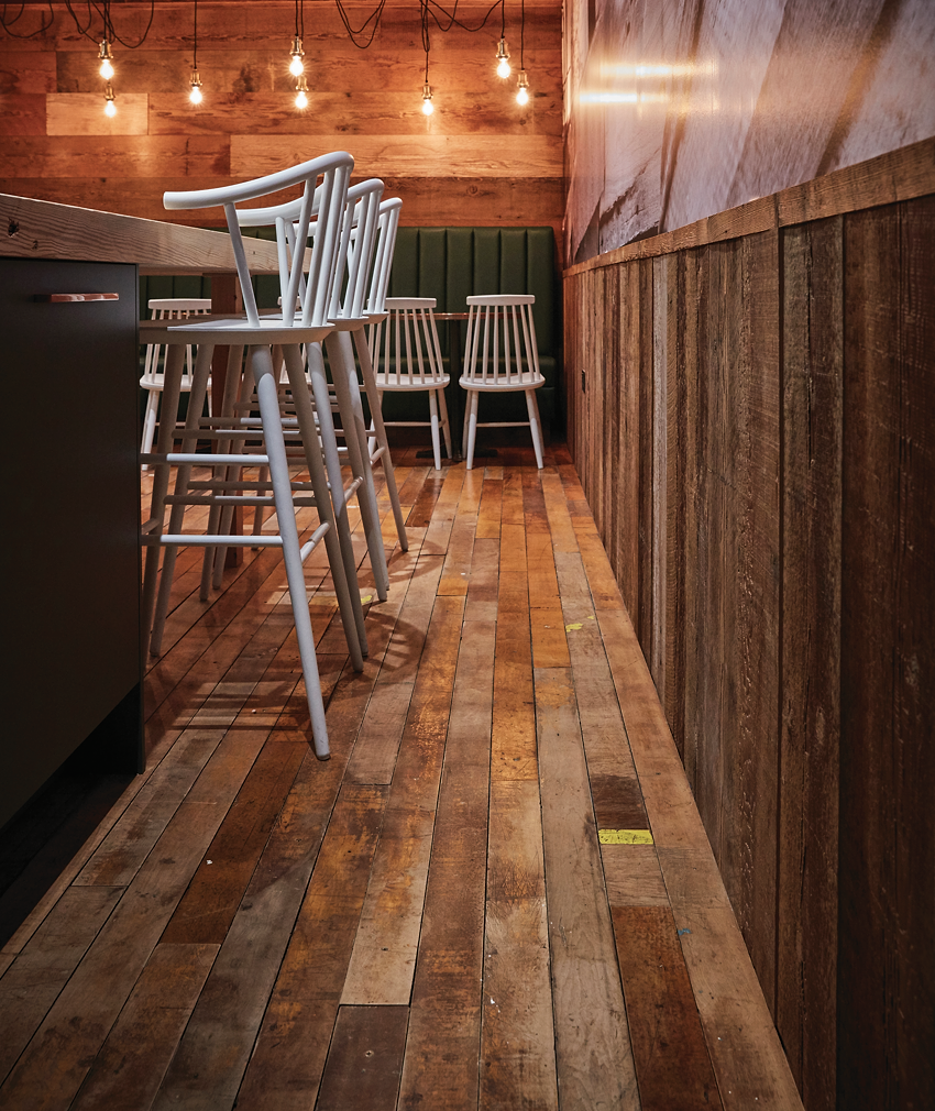 Ted Todd Head Office Wood floor and cladding in kitchen