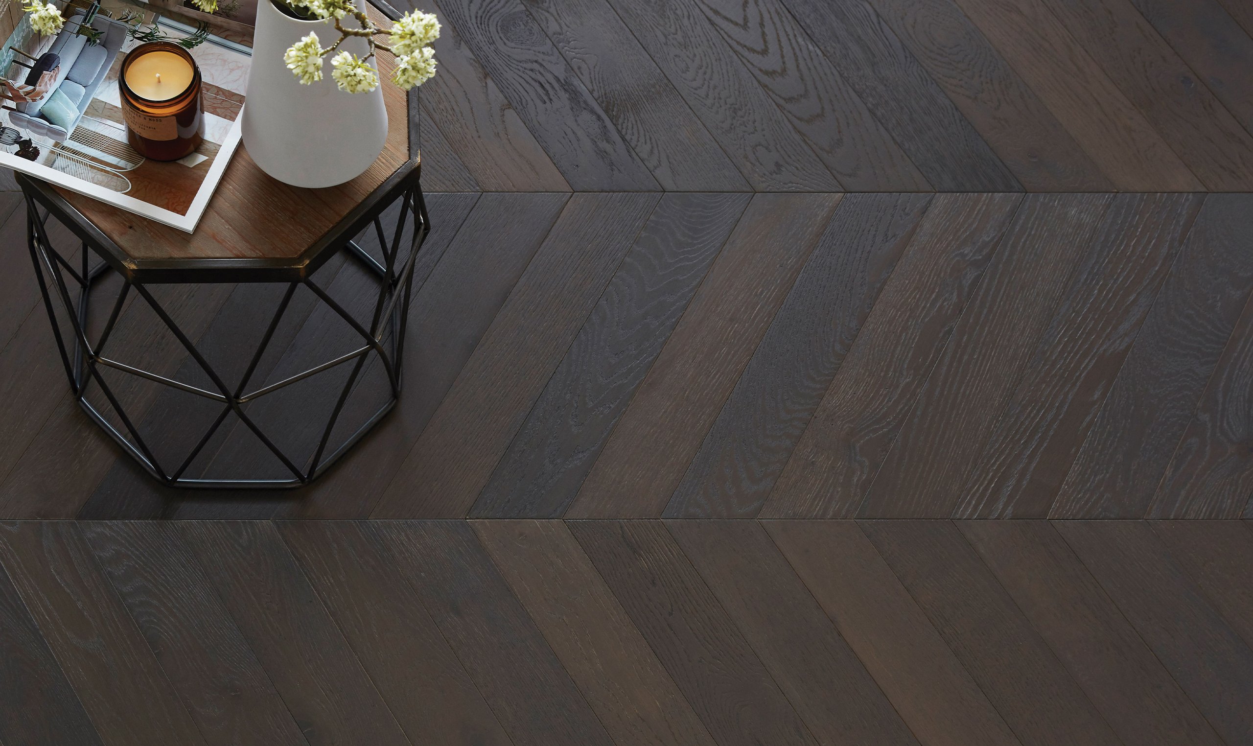 Stonewash Chevron in a room setting, close-up