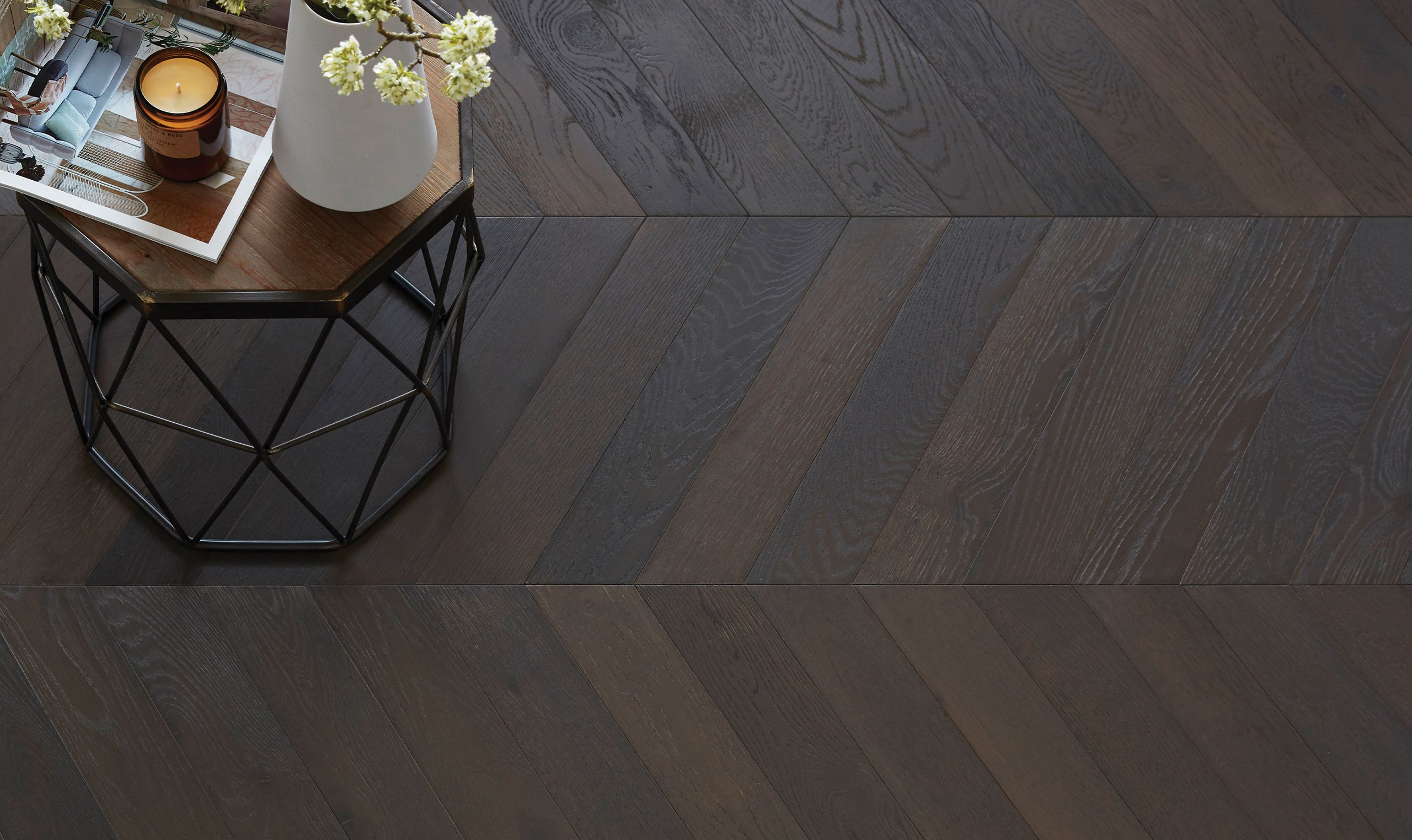 Stonewash Chevron in a room setting, close-up