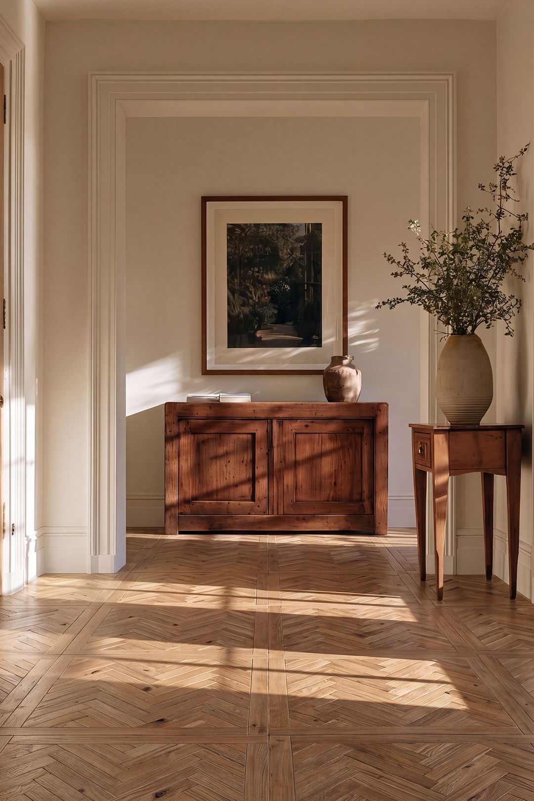 Herringbone wood flooring