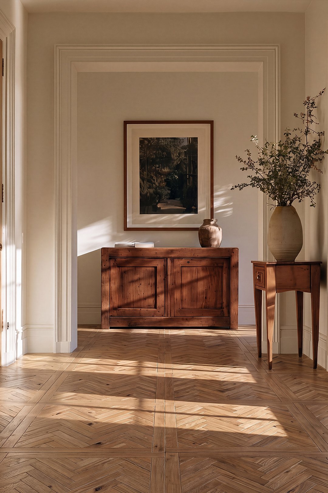 Herringbone wood flooring