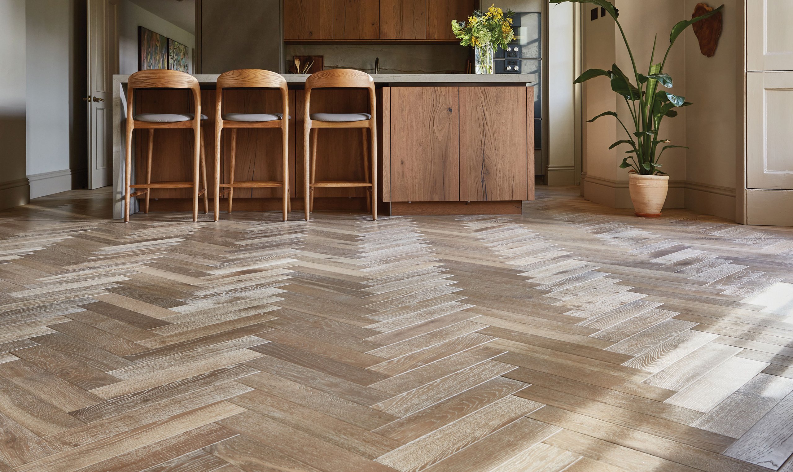 Wood flooring in a refined home interior