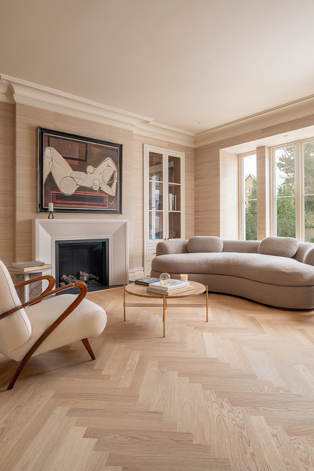 Wood flooring in a bright home interior