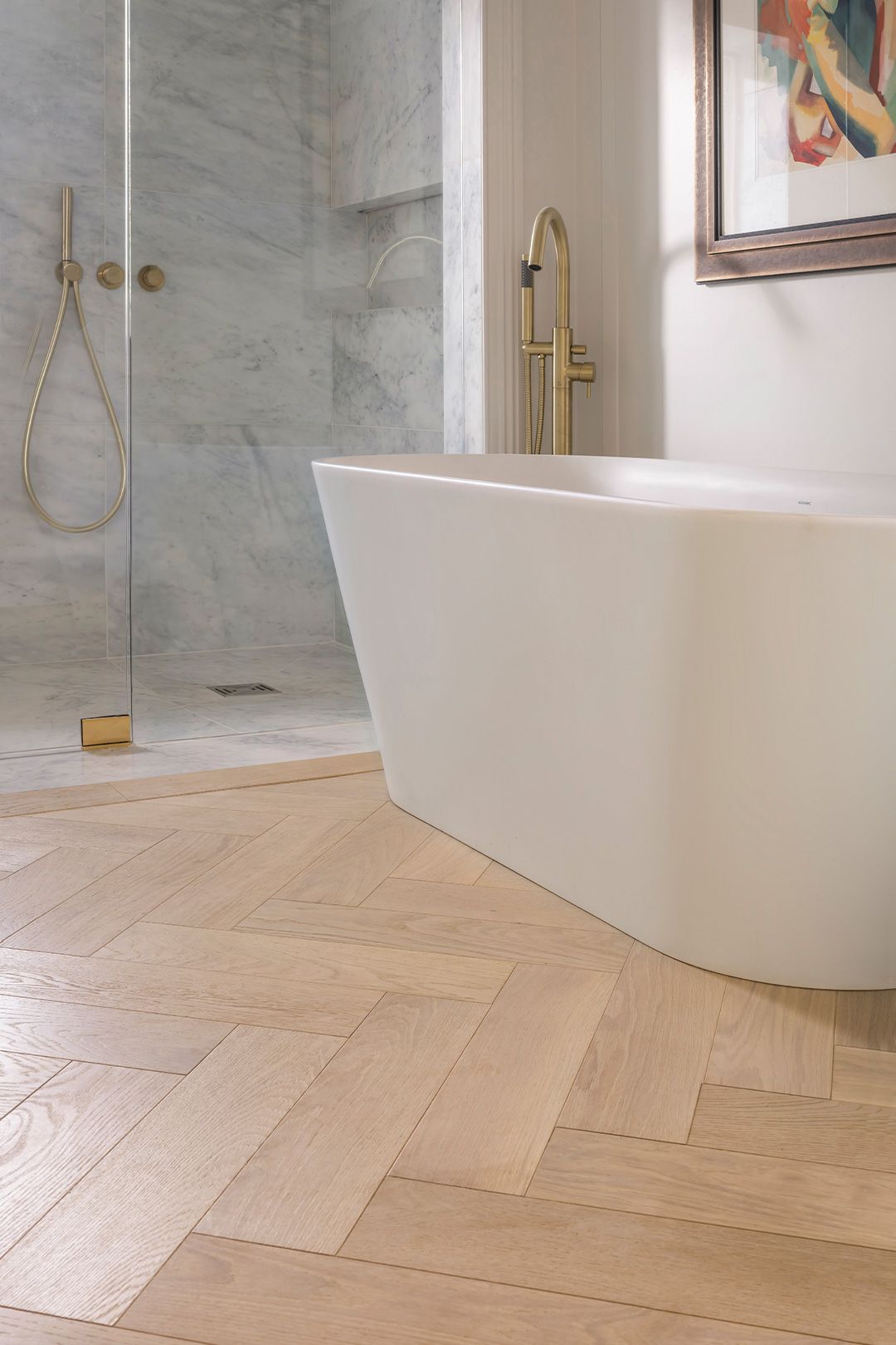 Bathroom wood flooring inspiration image