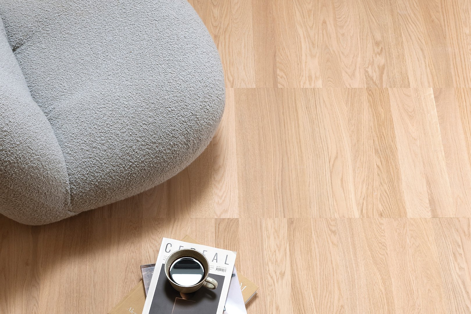 Parquet inspired wood flooring room setting