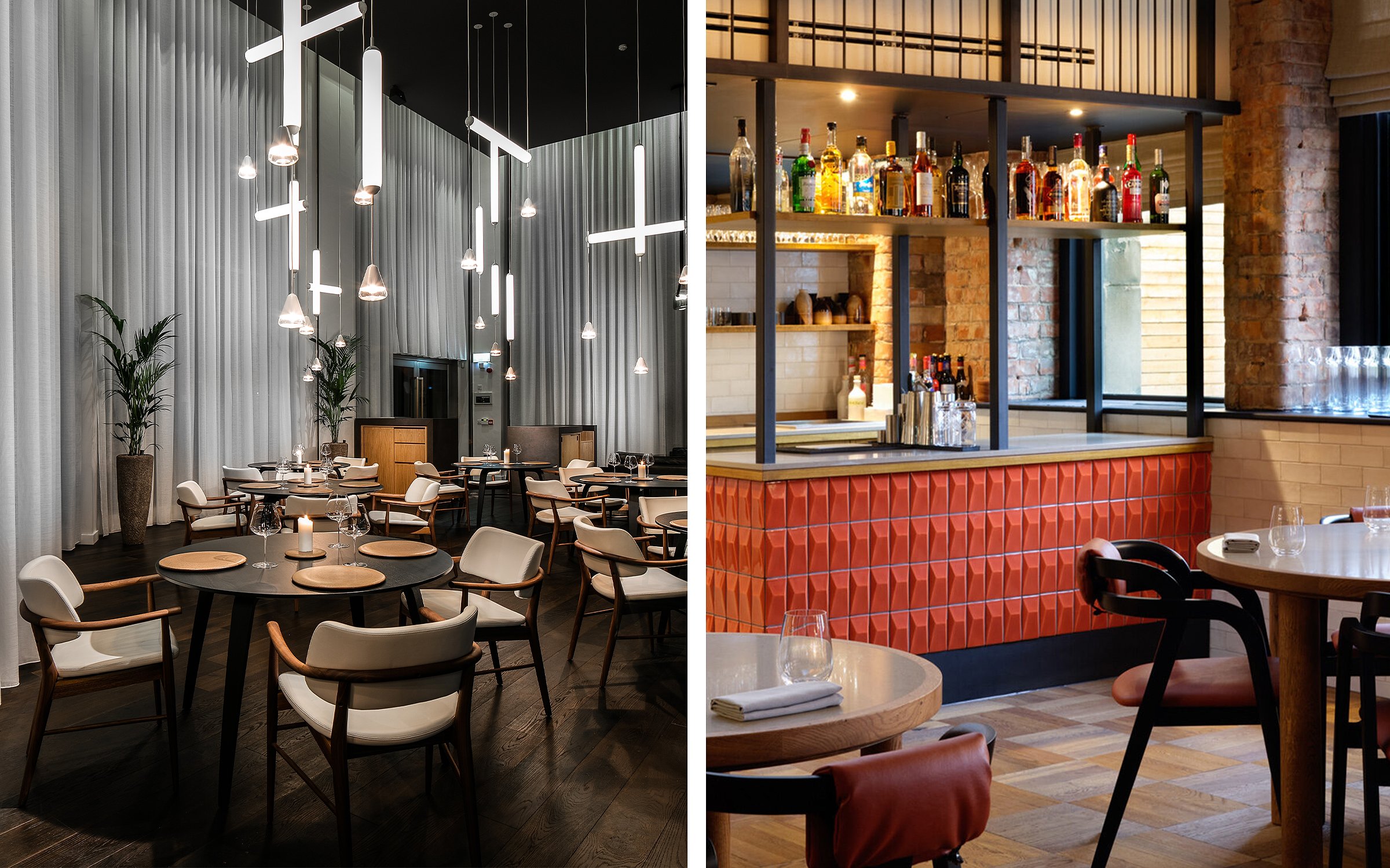 Ted Todd Restaurant Flooring - Mana Manchester, c.o Rische Group, ZSpace, Bourne Wide Plank, Project Collection. Skof Manchester, c.o Blacksheep, Bembridge Narrow Herringbone, Crafted Textures Collection