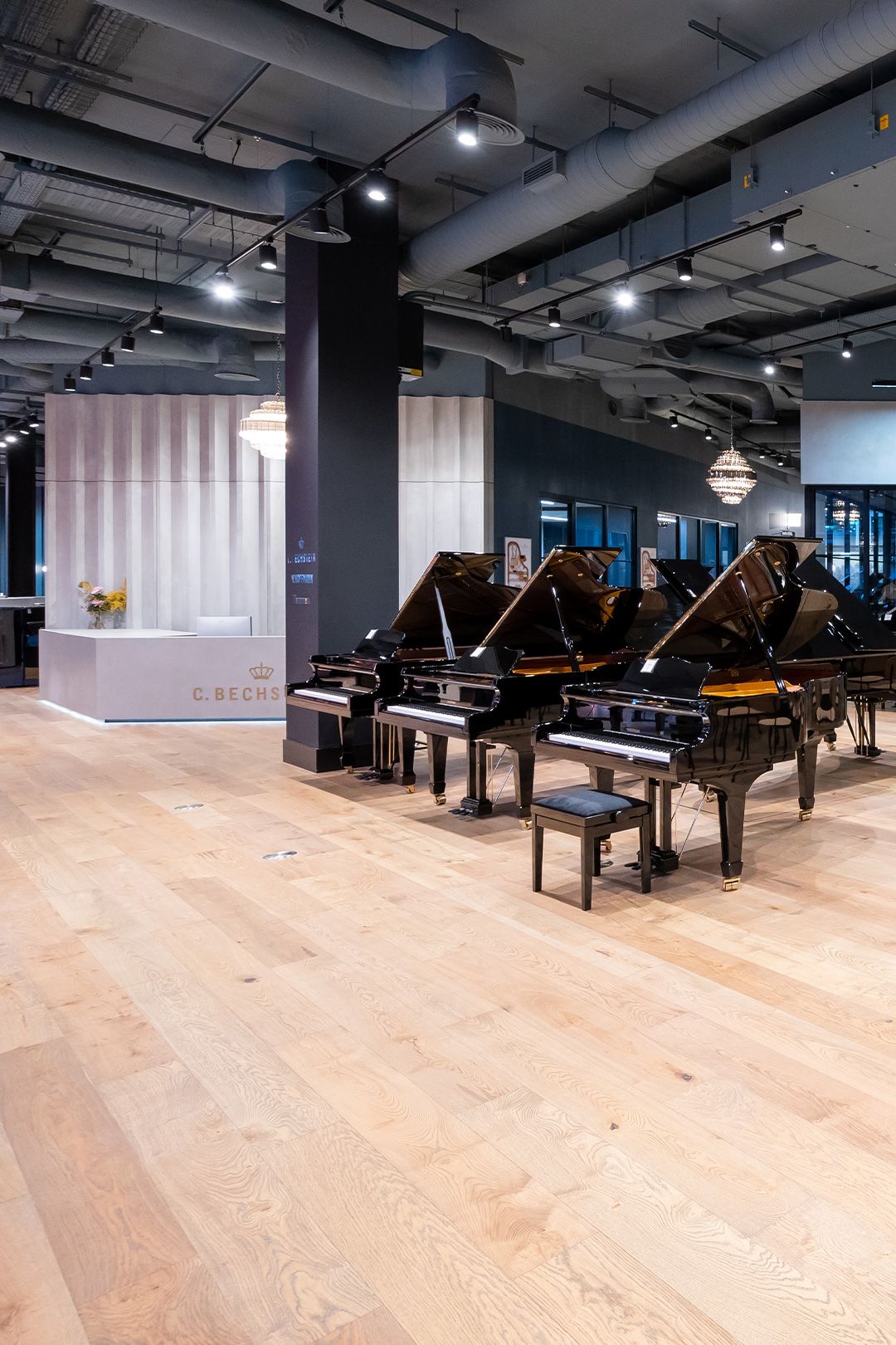 Commercial wood flooring interior