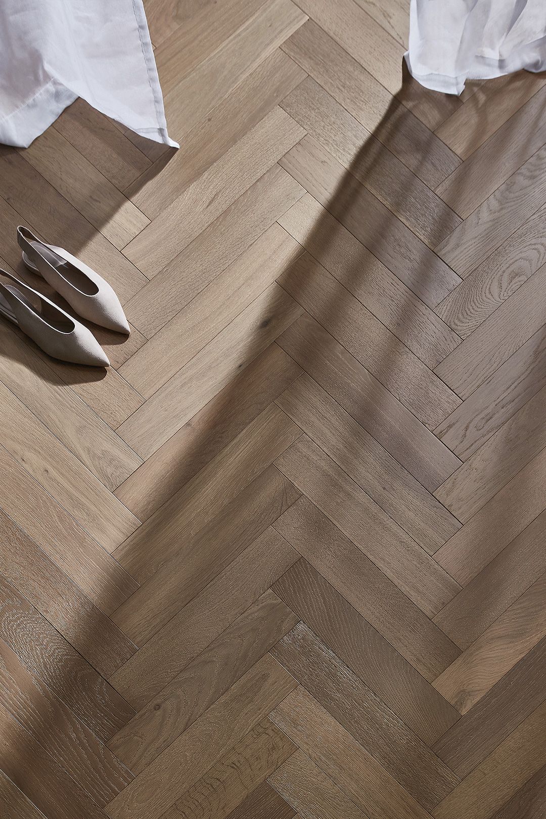 Wood flooring in a bright home interior