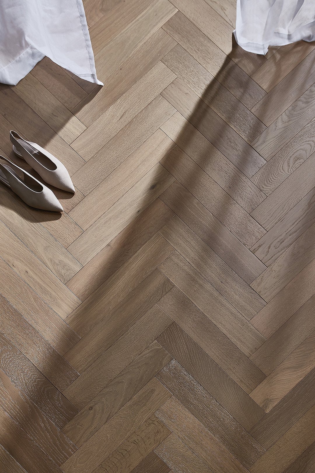 Wood flooring in a bright home interior