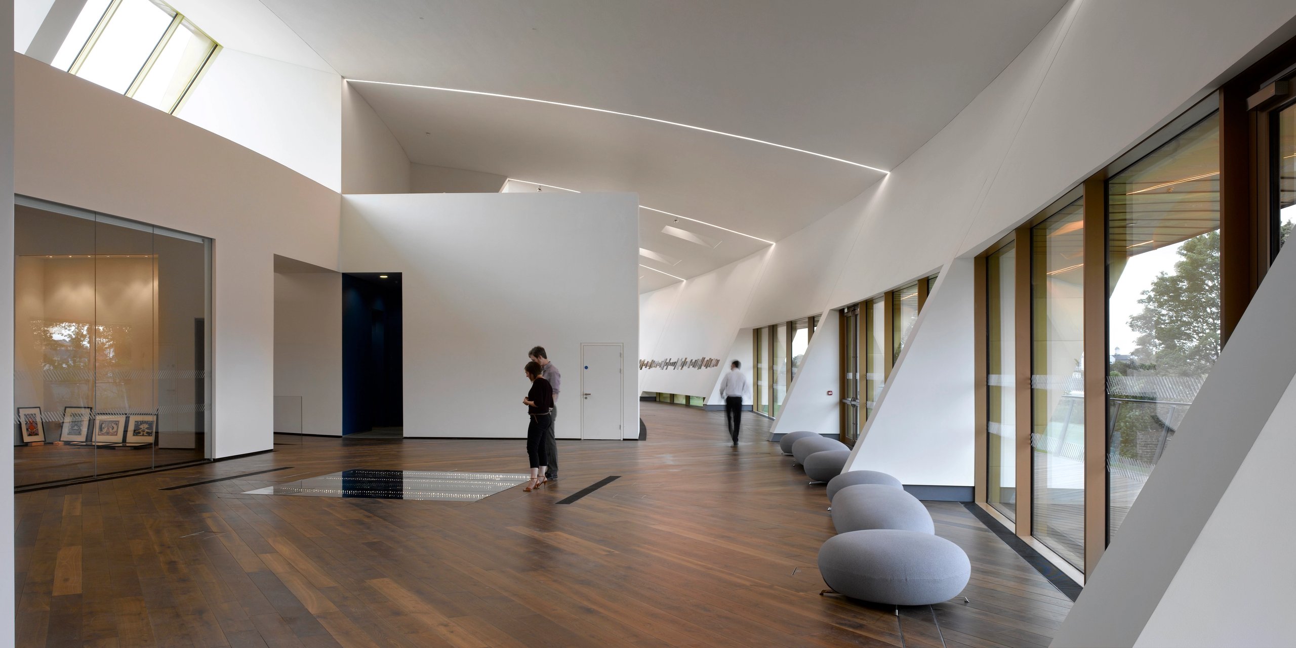 Workspace featured wood floor