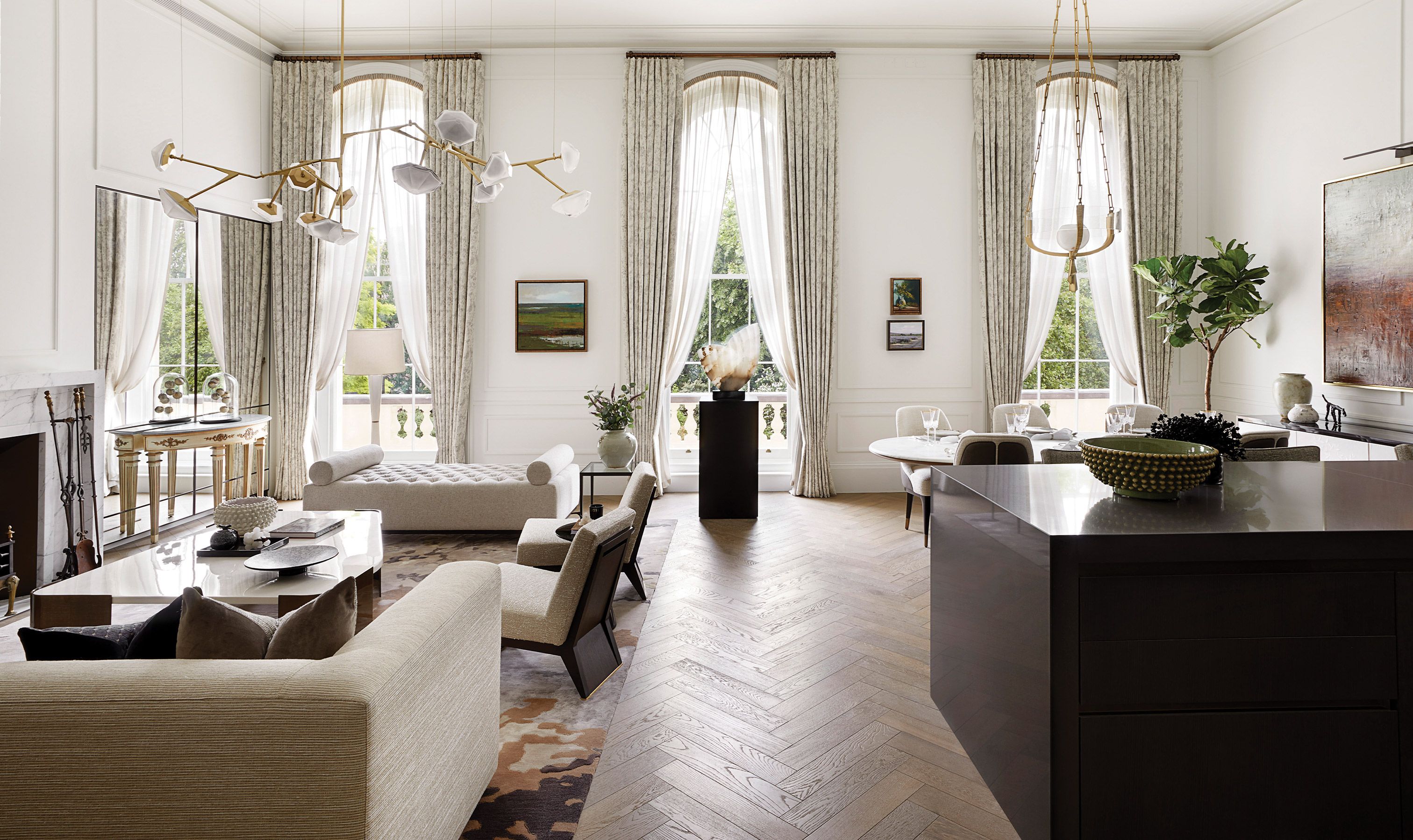 Bespoke European oak plank and herringbone flooring, Woodworks by Ted Todd | Regent’s Crescent, London | Development Manager: CIT | Architect: PDP London | Interior Architect/Designer: Millier London | Photography: Adam Parker and Julian Abrams