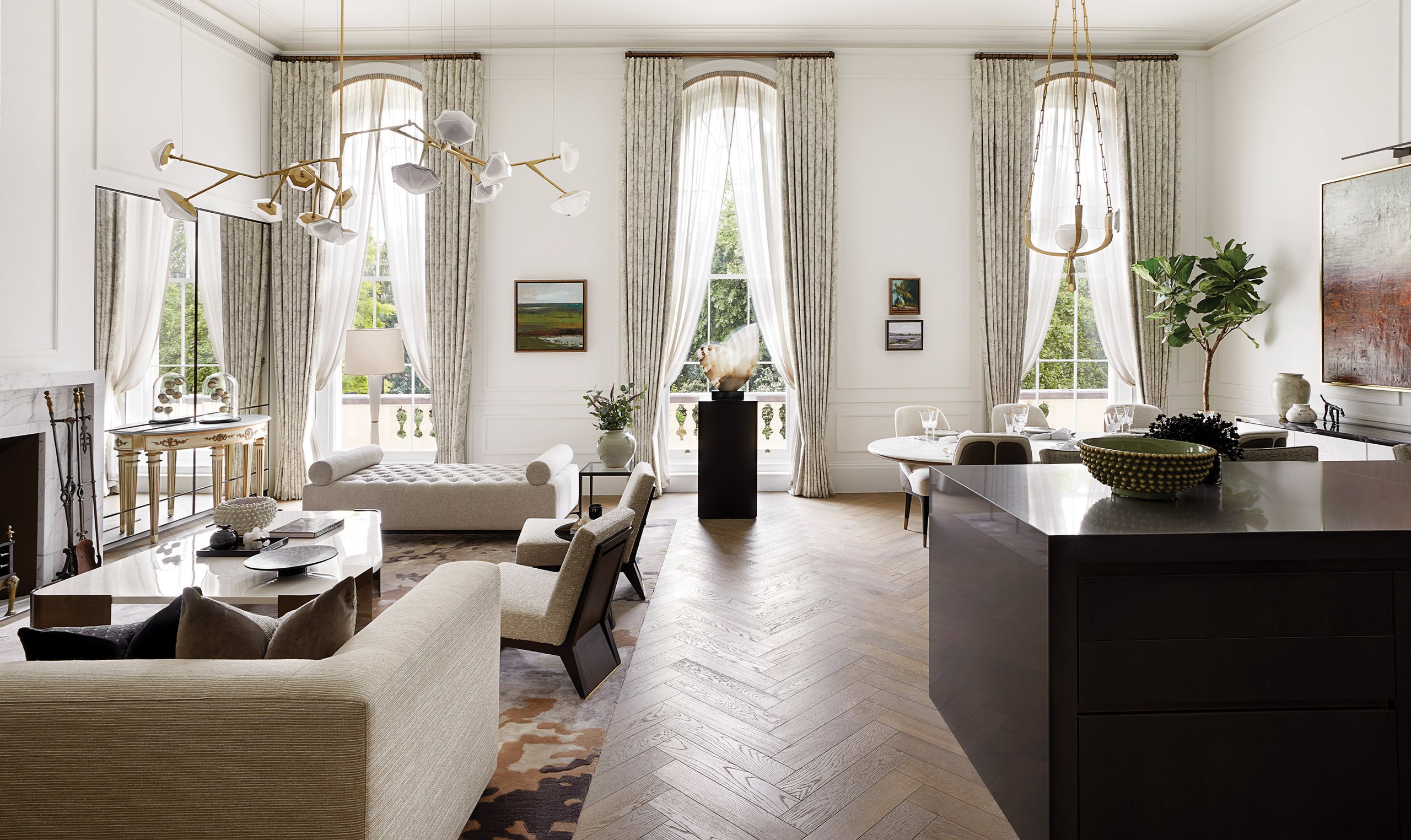Bespoke European oak plank and herringbone flooring, Woodworks by Ted Todd | Regent’s Crescent, London | Development Manager: CIT | Architect: PDP London | Interior Architect/Designer: Millier London | Photography: Adam Parker and Julian Abrams