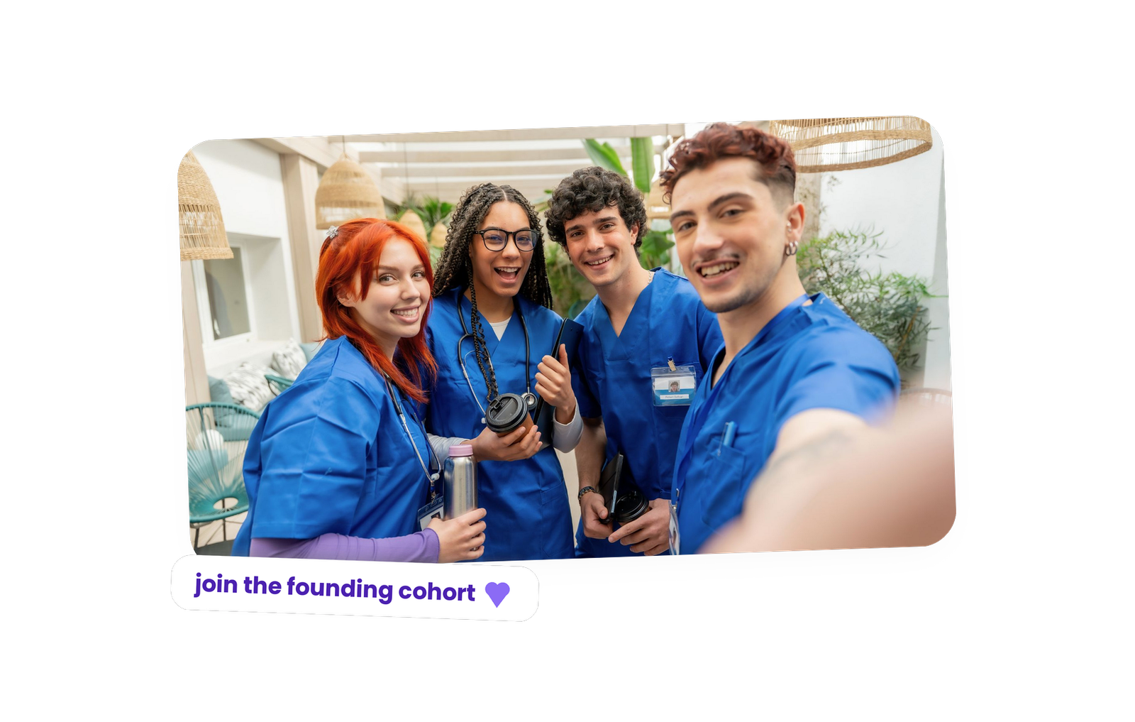 Healthcare students taking a group selfie