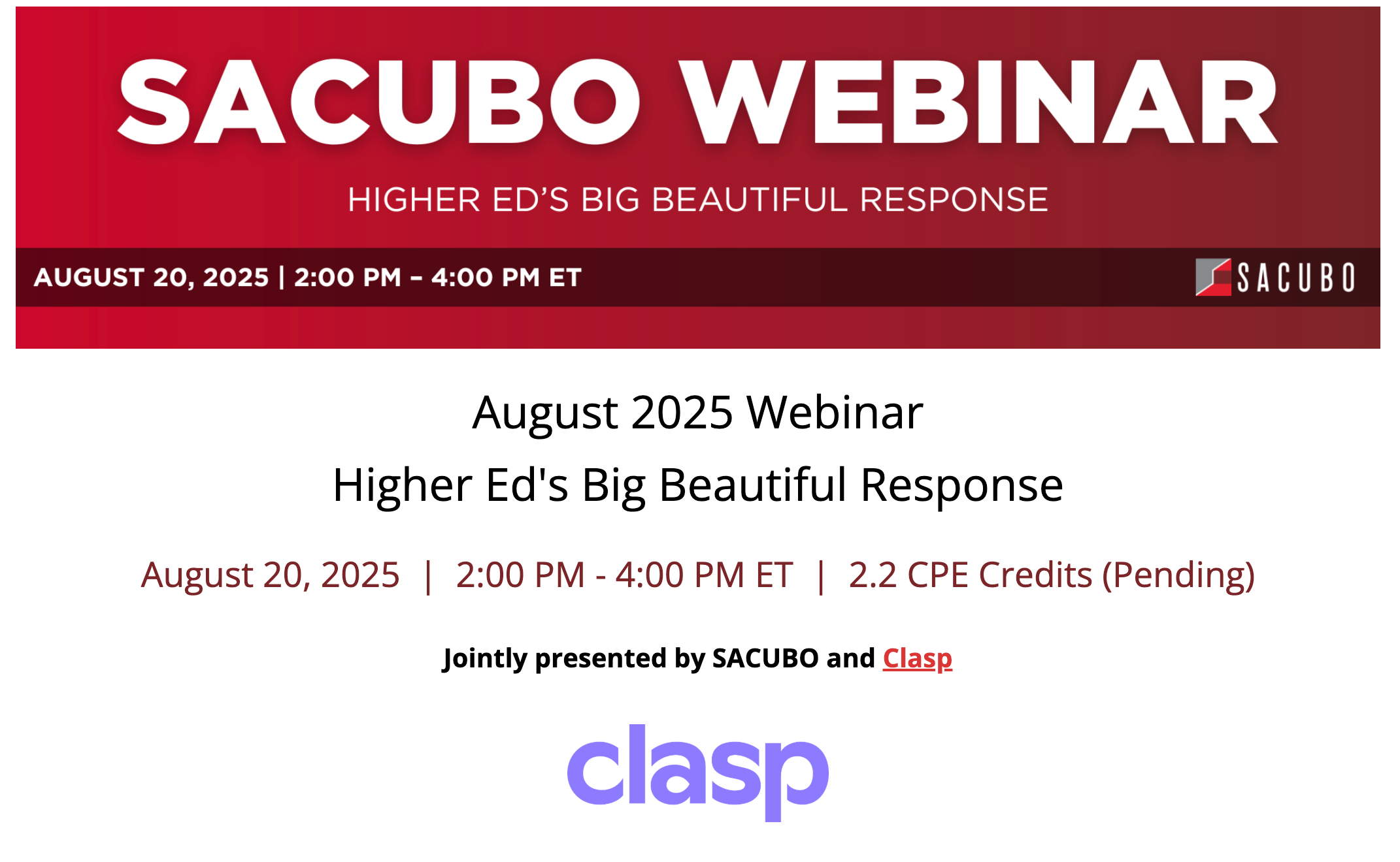Aug 20, 2025: Higher Ed's Big Beautiful Response with SACUBO