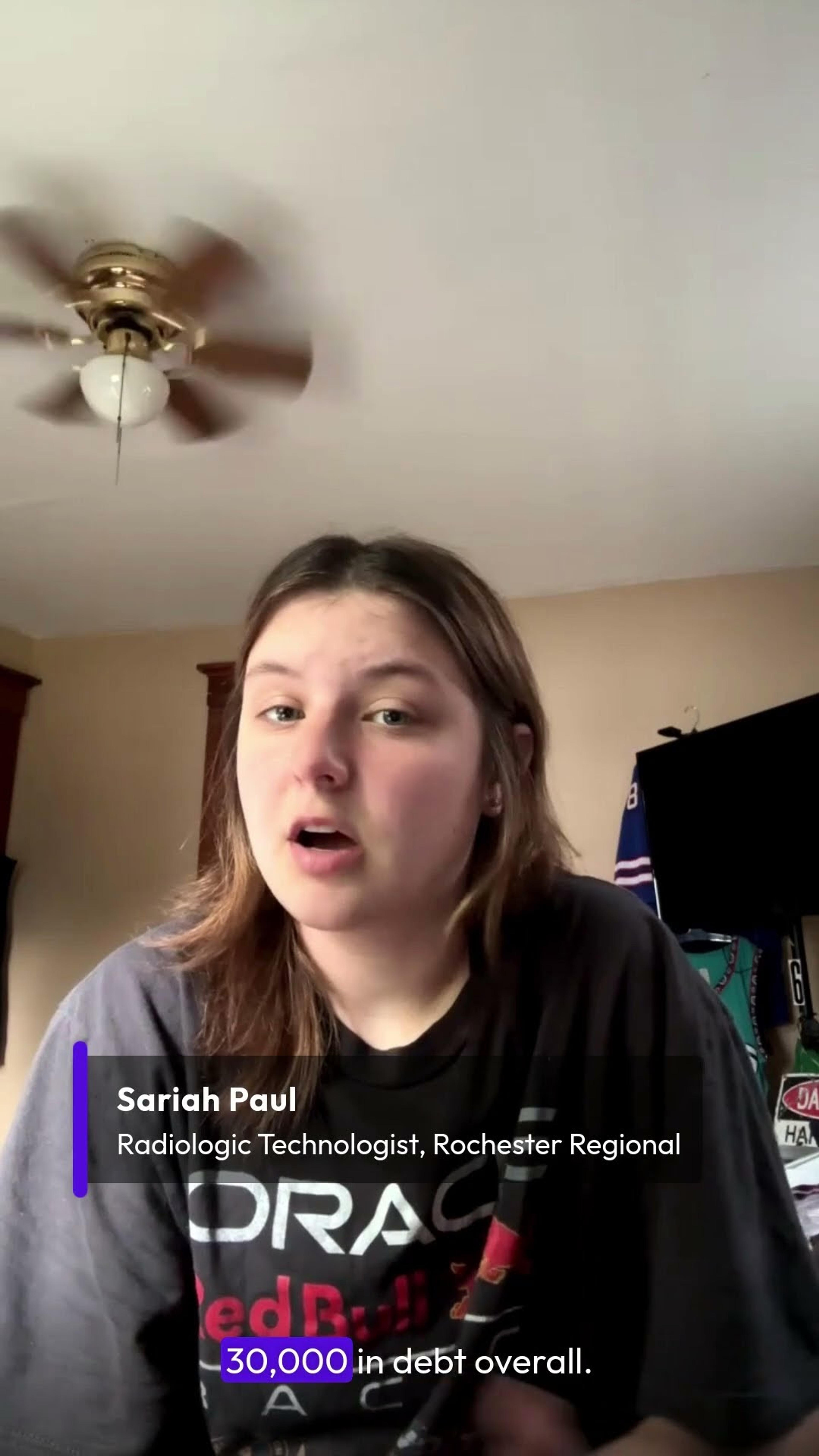 Sariah P., radiologic technologist, speaking to camera