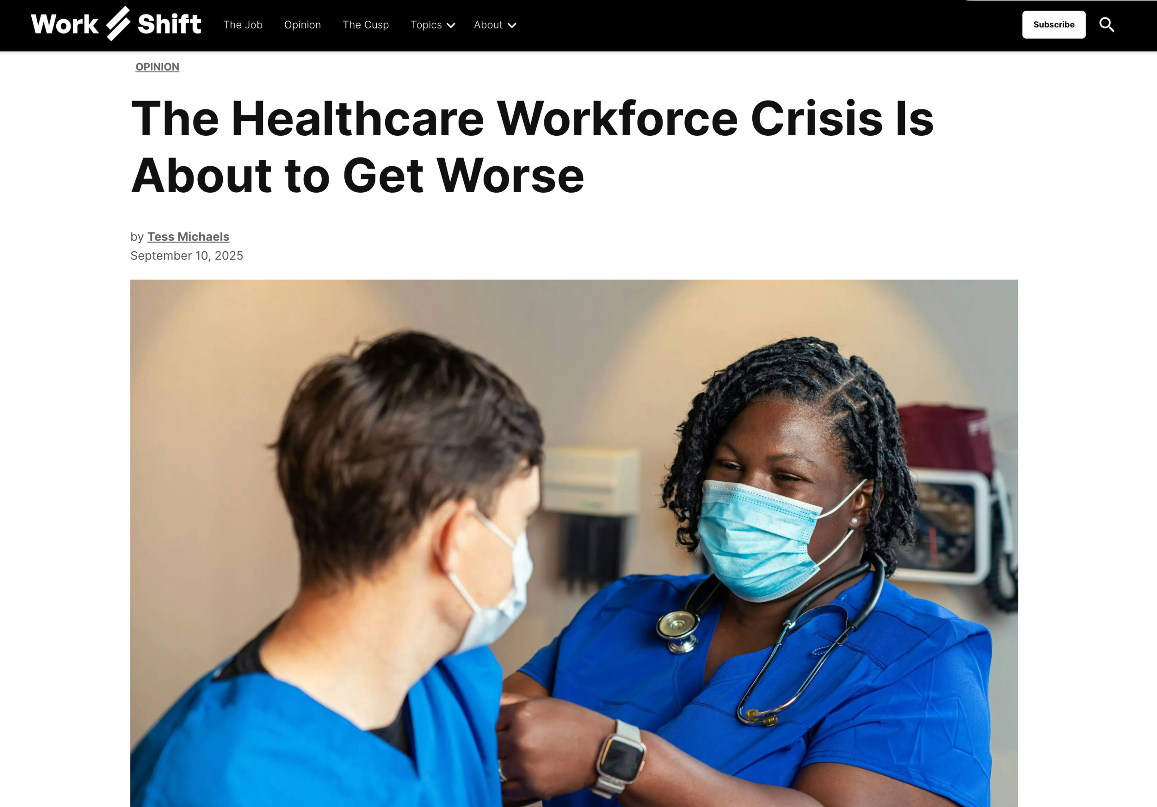 Featured in Work Shift: The Healthcare Workforce Crisis Is About to Get Worse