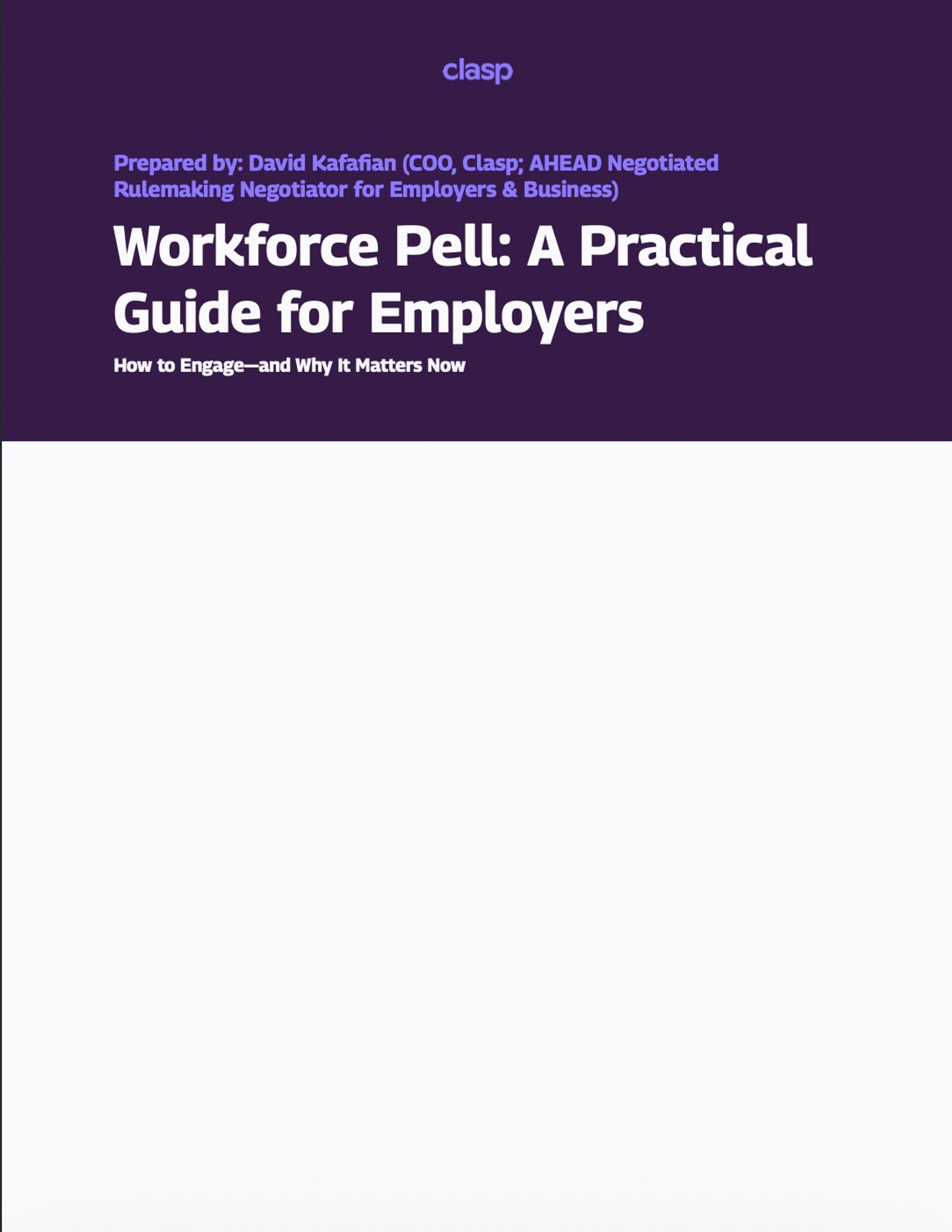 Cover of whitepaper titled "Workforce Pell - A Practical Guide for Employers"