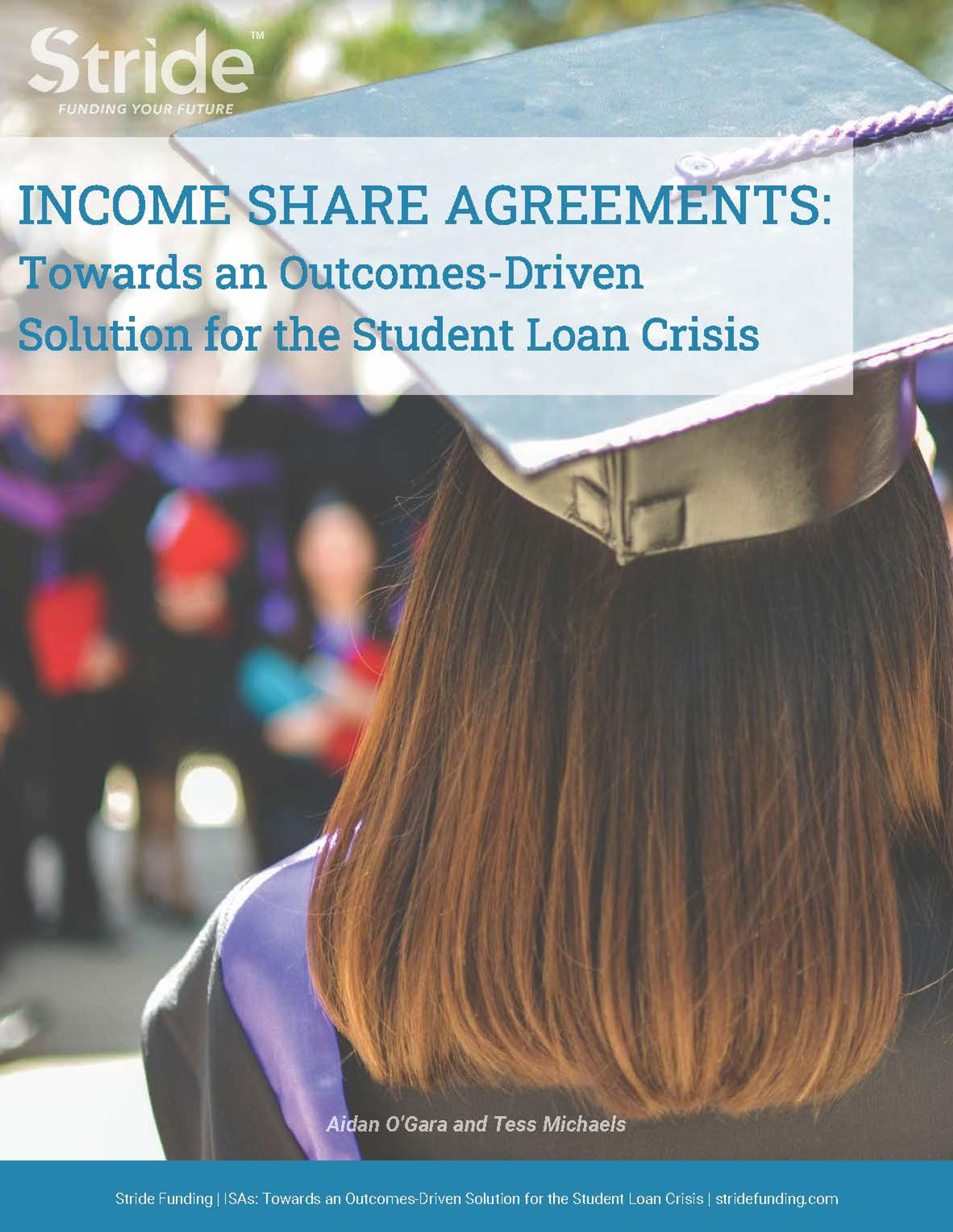 Cover of whitepaper titled "Income Share Agreements: Towards an Outcomes-Driven Solution  for the Student Loan Crisis"