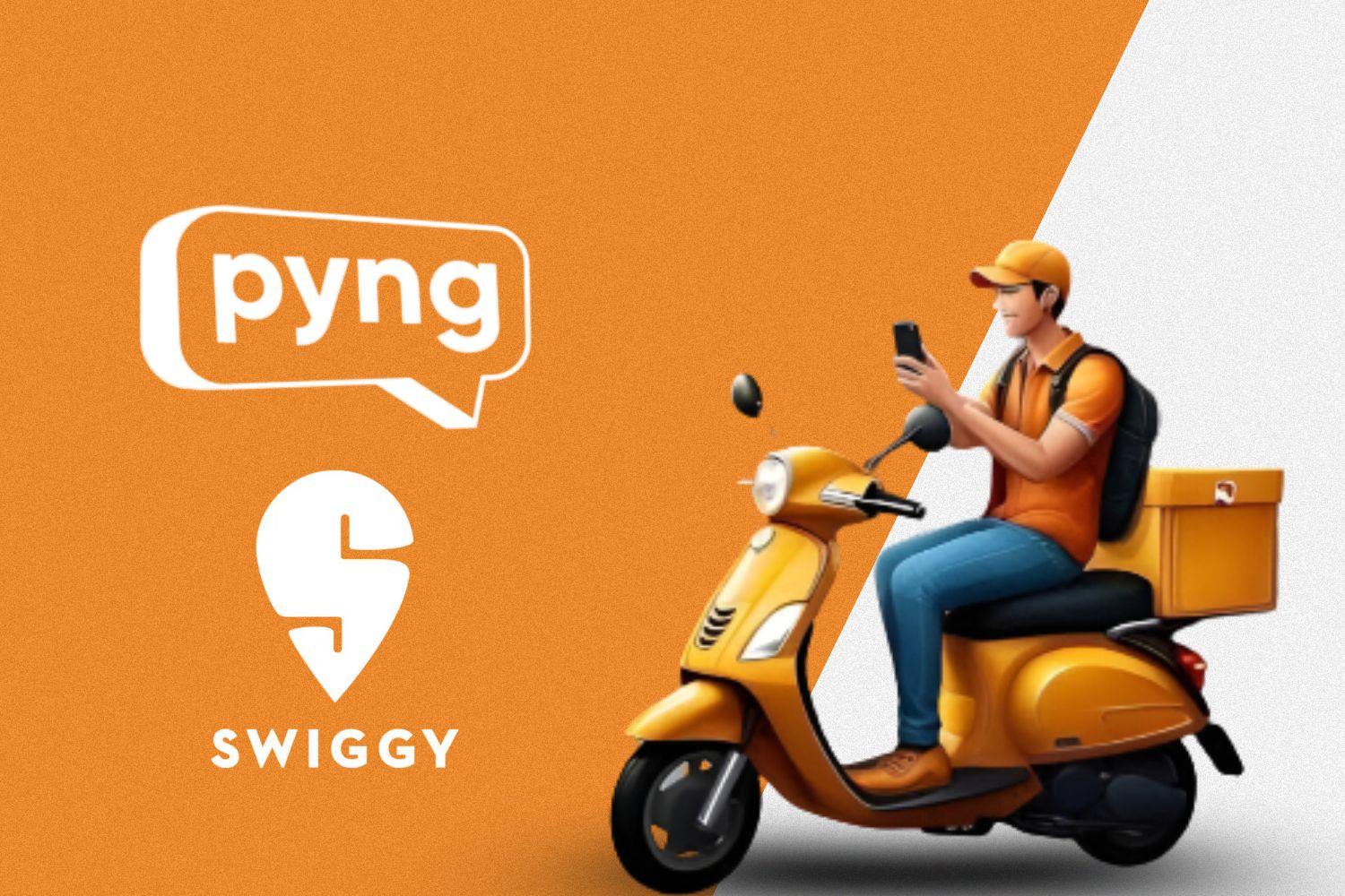 Creative image presenting pyng and swiggy logo.