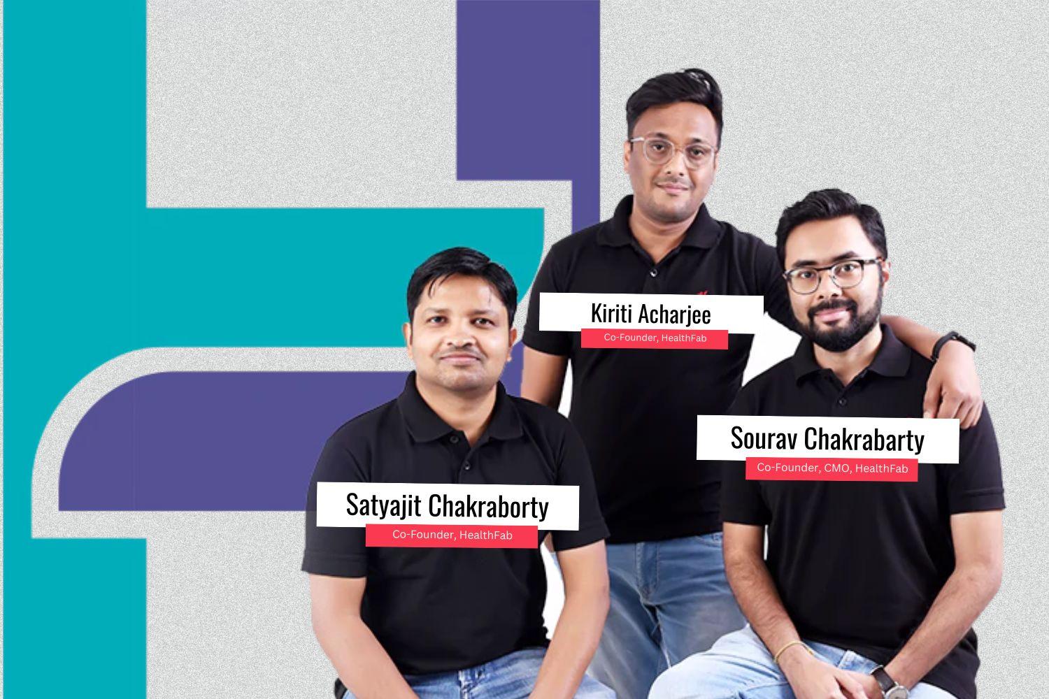 Image presenting Kirti Acharjee, Sourav Chakrabarty and Satyajit Chakraborty from the HealthFab.