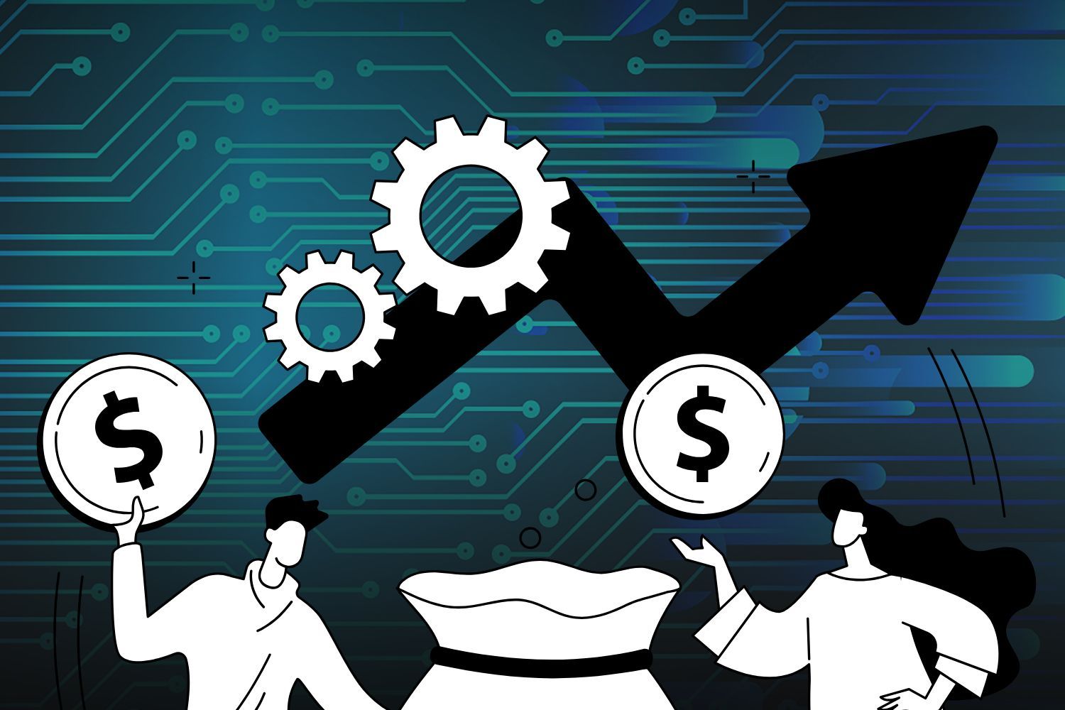Creative image representing funding of tech startups. 
