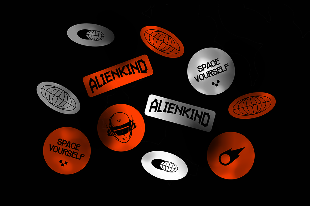 a fictional set of stickers for alienkind