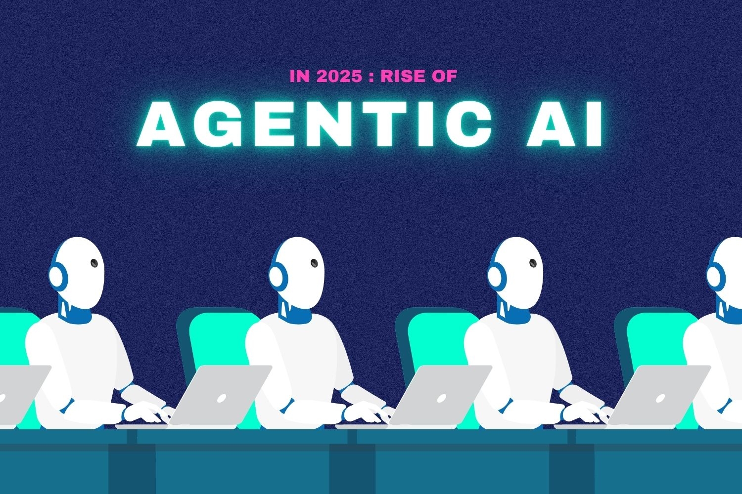 Illustration of robots working together