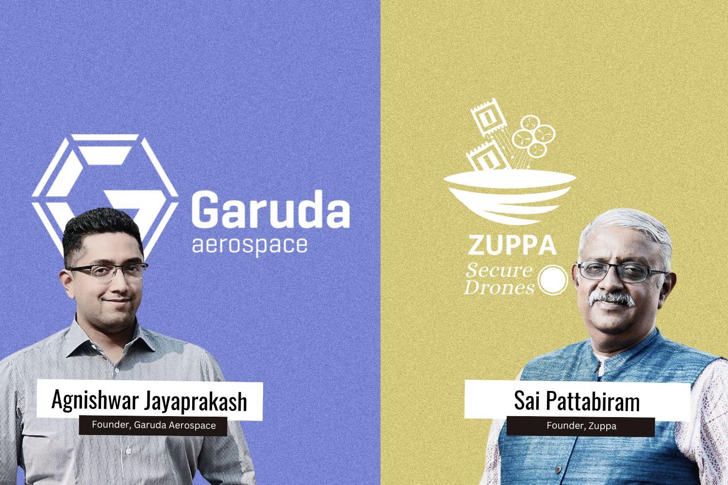 Image presenting founders of Garuda aerospace and Zuppa Secure Drones.
