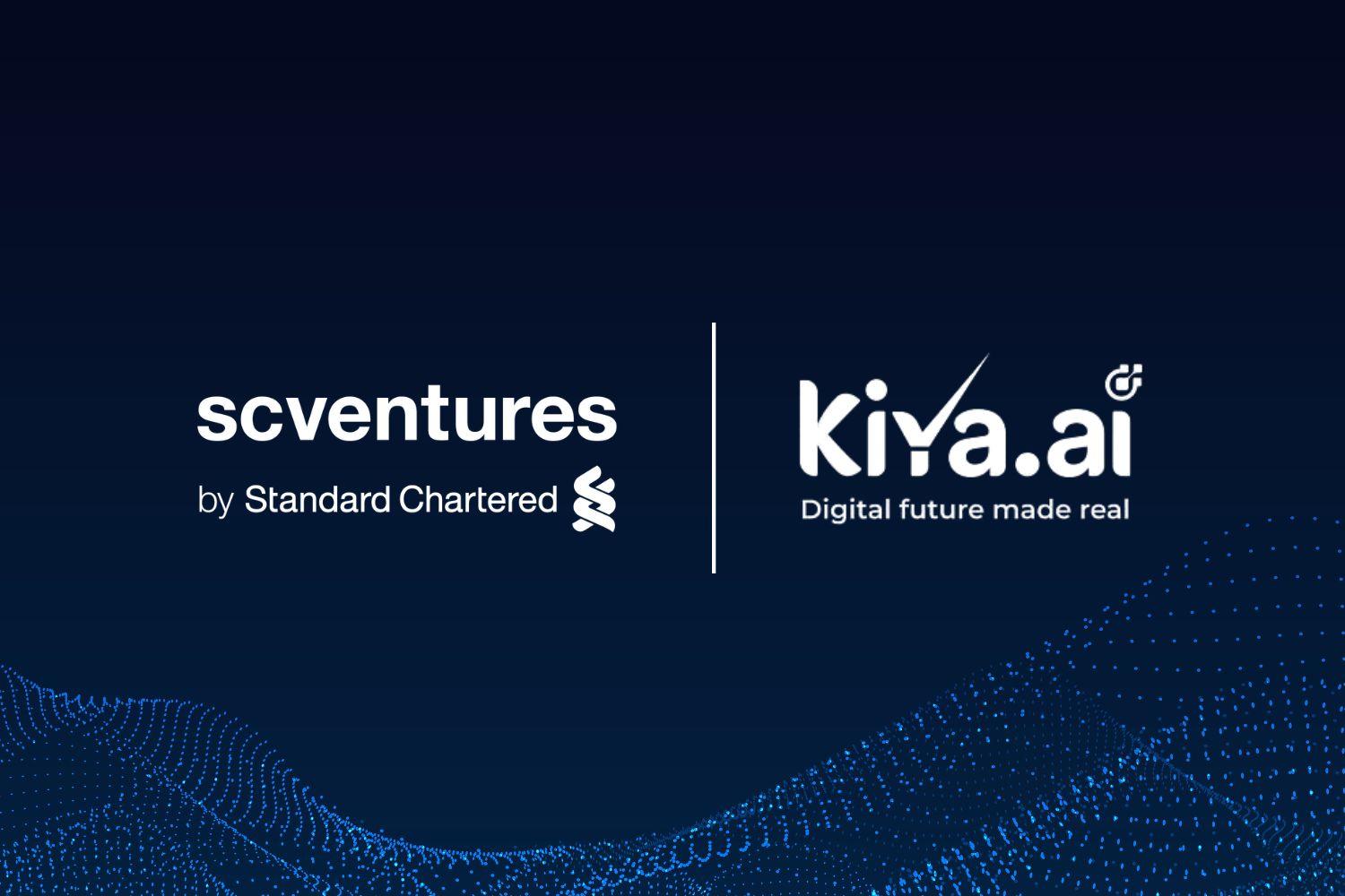 A sleek design showcasing the partnership between SC Ventures by Standard Chartered and Kiya.ai, emphasizing the tagline "Digital future made real."