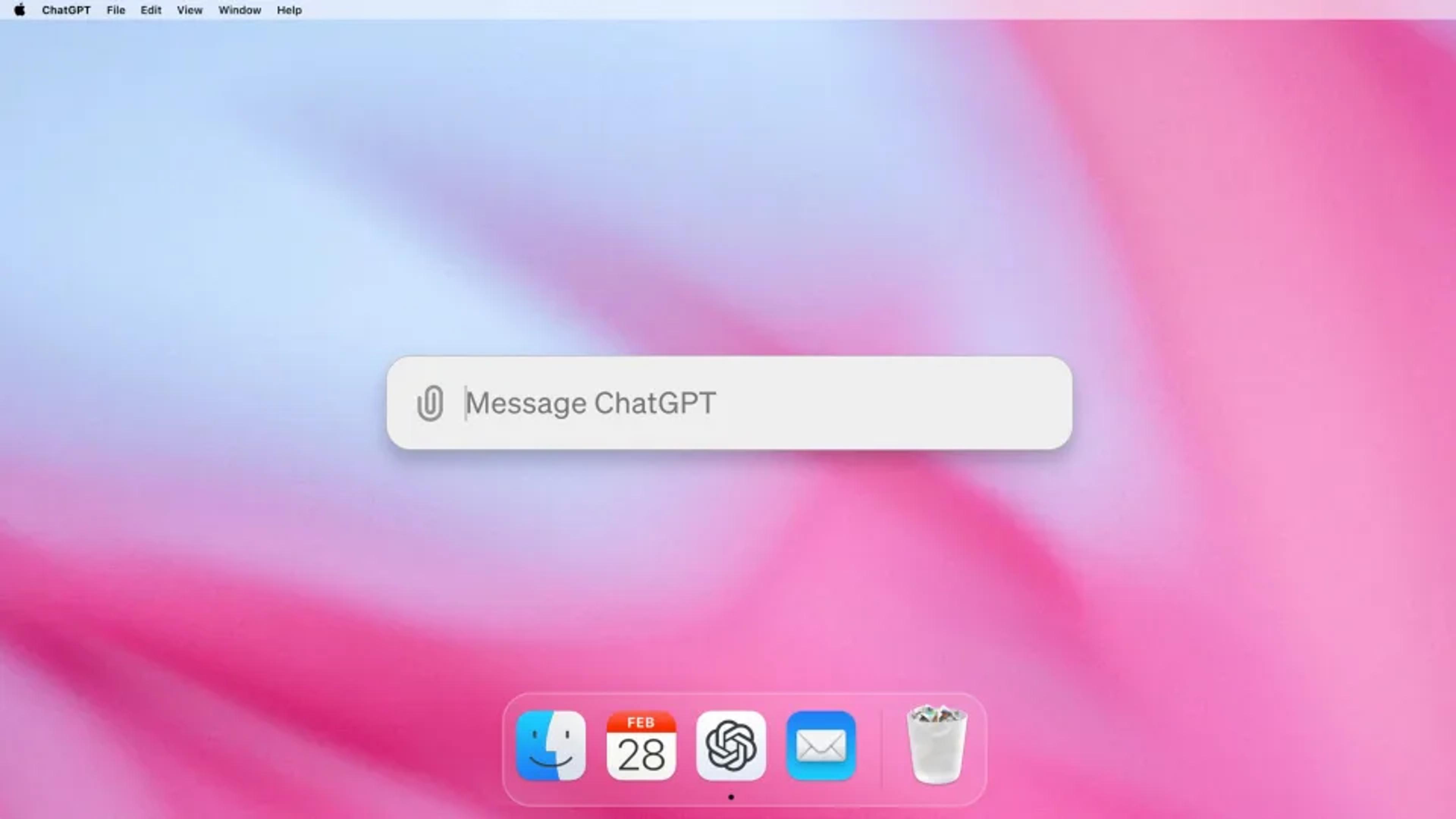 This image shows a Mac OS Desktop with the newly launched ChatGPT app open