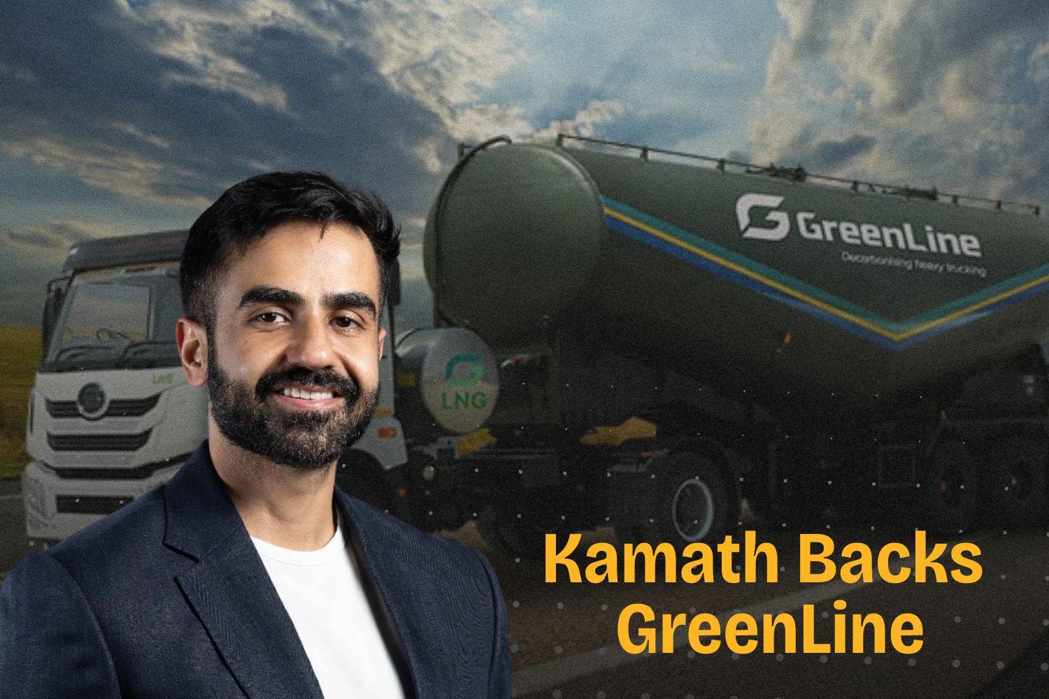 Creative image presenting Nikhil Kamath backing GreenLine.