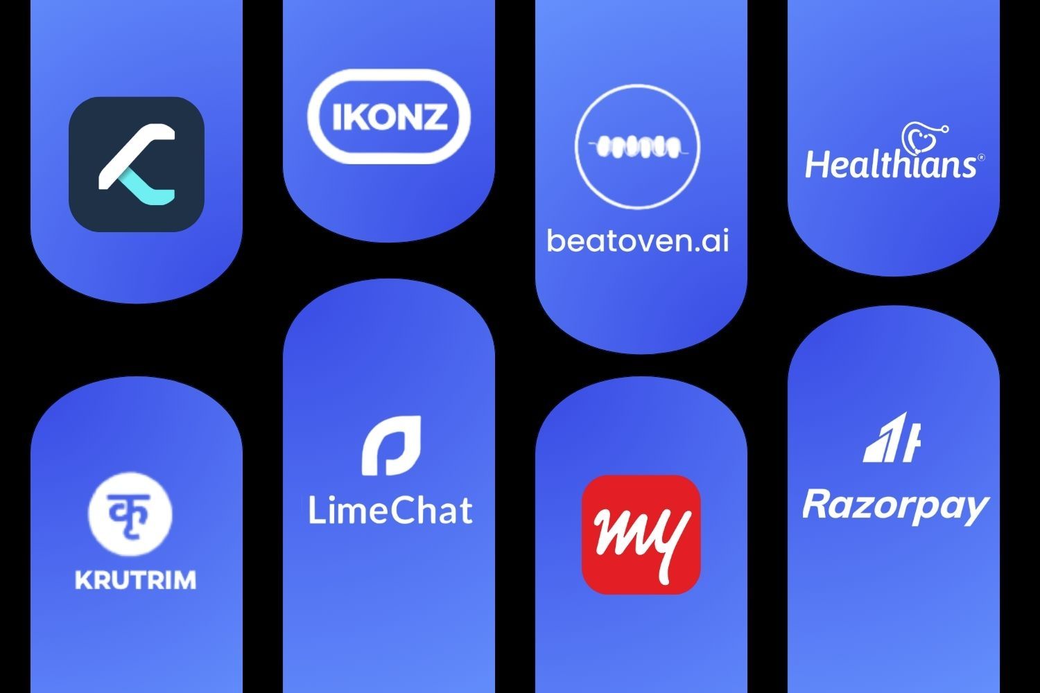 Creative image representing logos of STARTUPS with AI Revolution.