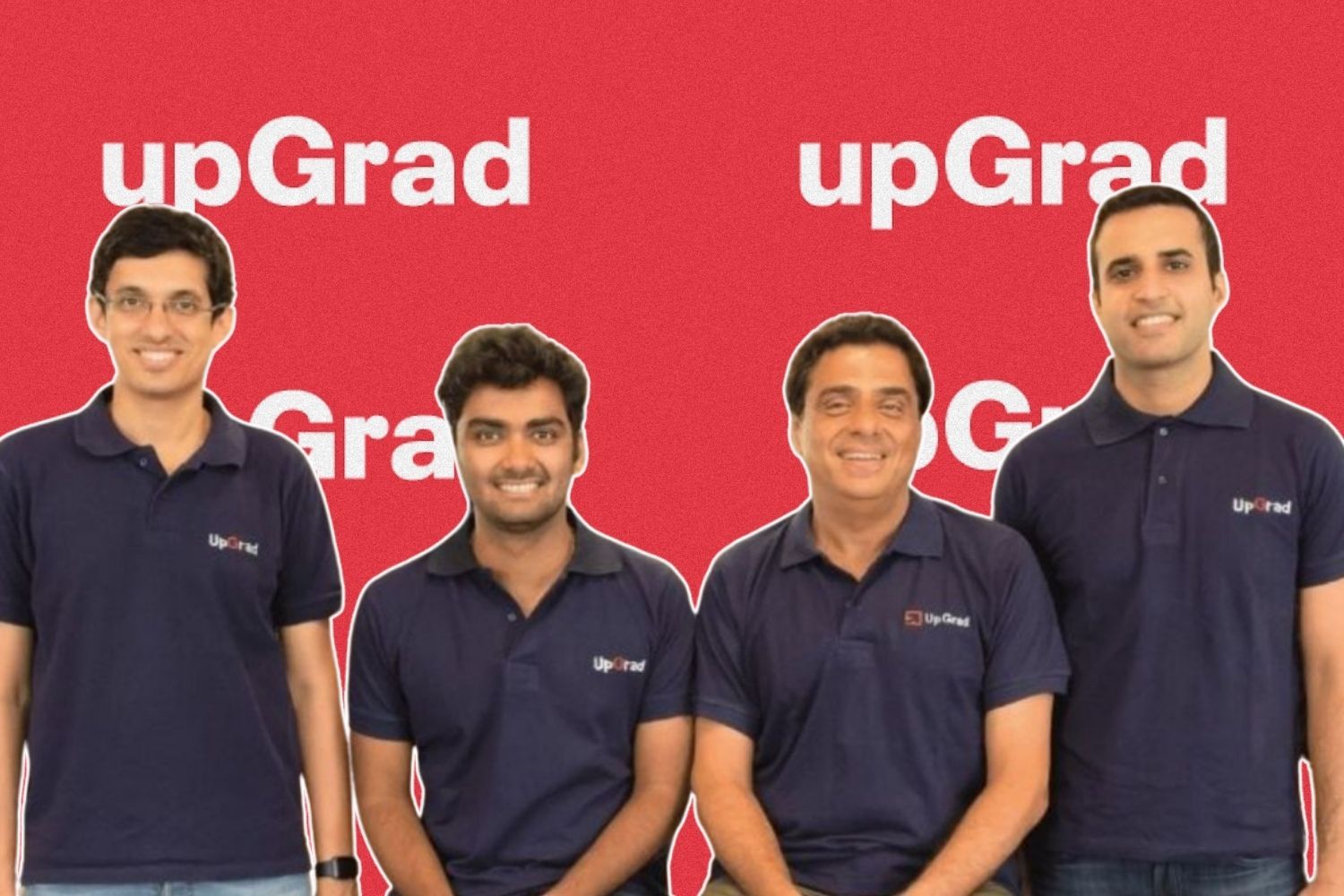 Image presenting Ronnie Screwvala, Mayank Kumar, Phalgun Kompalli, and Ravijot Chugh the founders of Upgrad