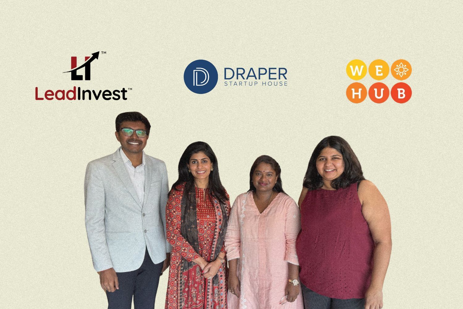 Image presenting the collaboration of lead invest, draper startup house and we hub.
