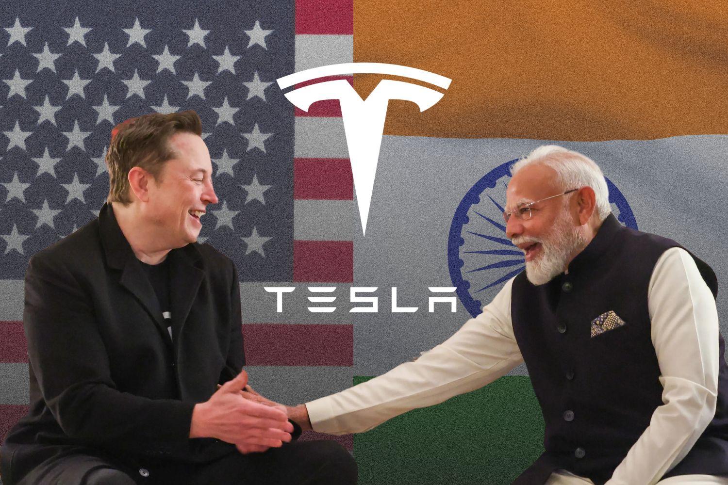 Image presenting PM Narendar Modi with Elon Musk.