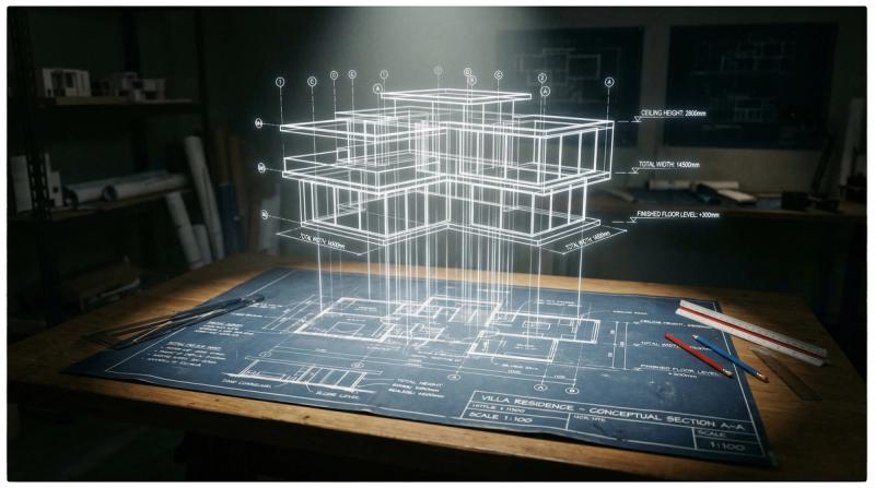 freepik  large architectural blueprint spread across a draf  1119