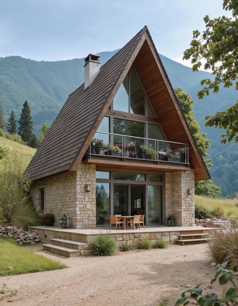 freepik  modern aframe mountain house surrounded by lush me  40737