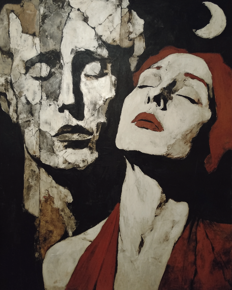 Peinture expressive de deux visages