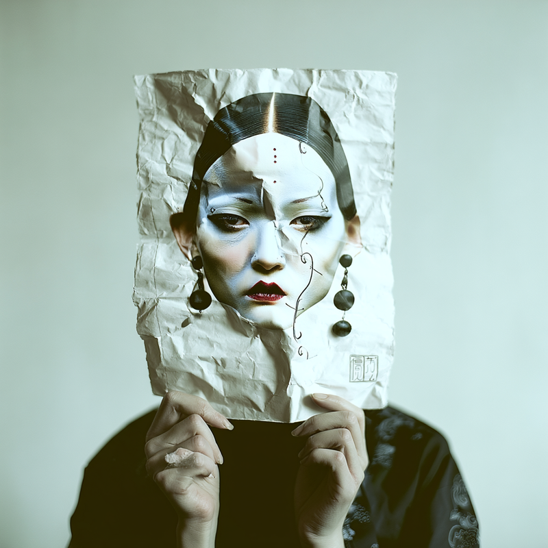 Geisha avec papier froissé
